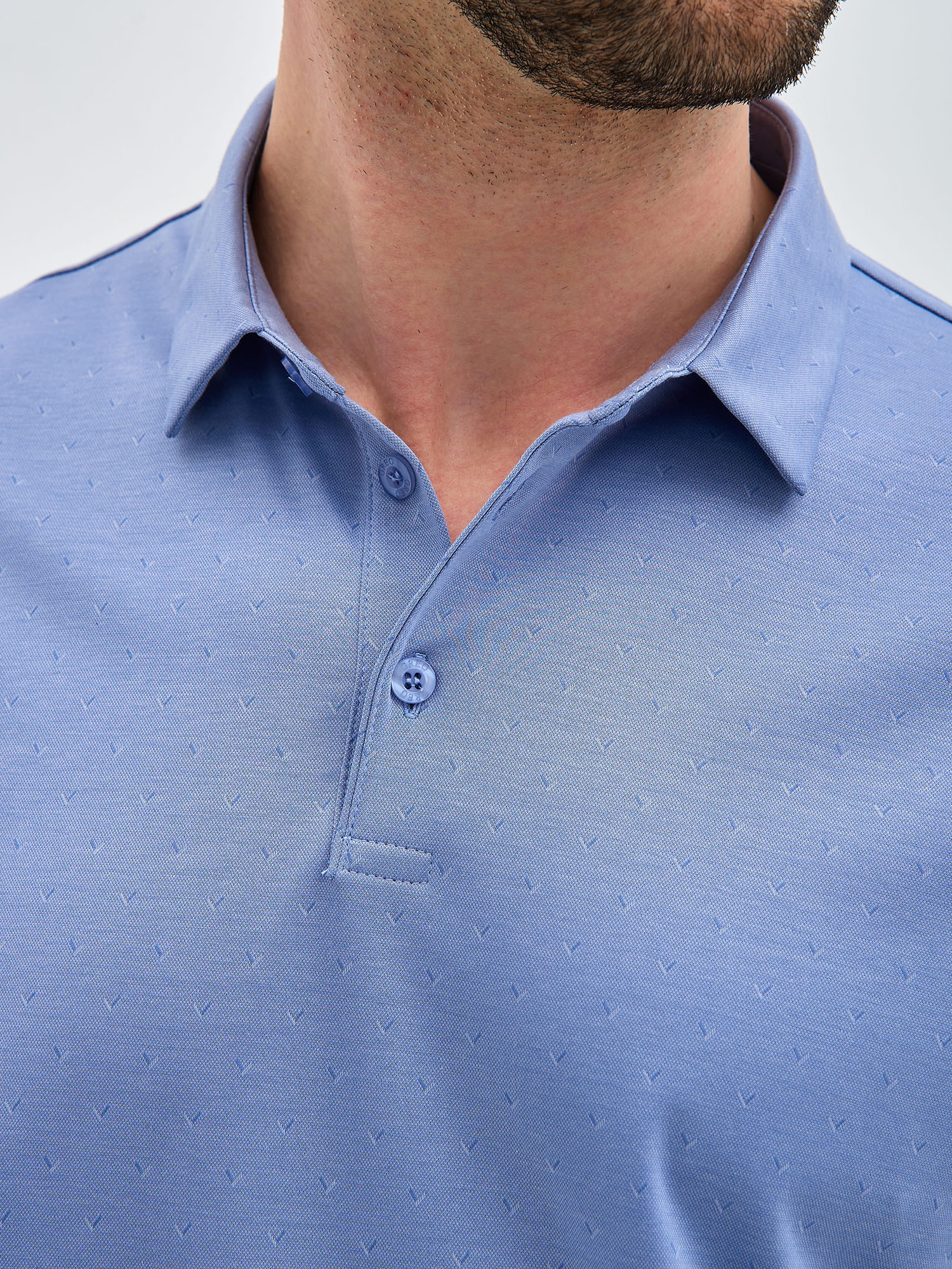 G144-PD-LT1322 (голубой) Джемпер мужской с воротником поло короткий рукав