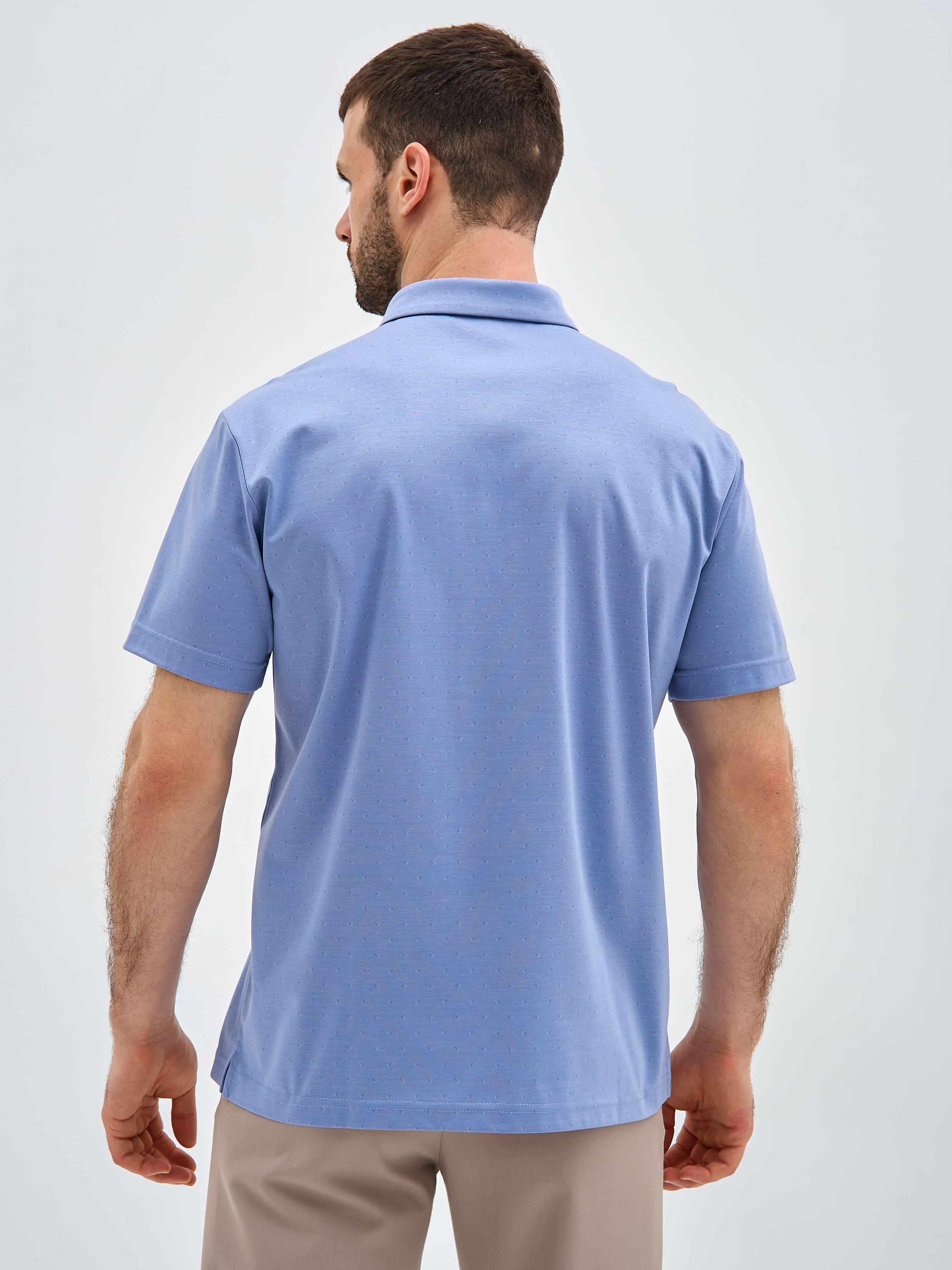 G144-PD-LT1322 (голубой) Джемпер мужской с воротником поло короткий рукав