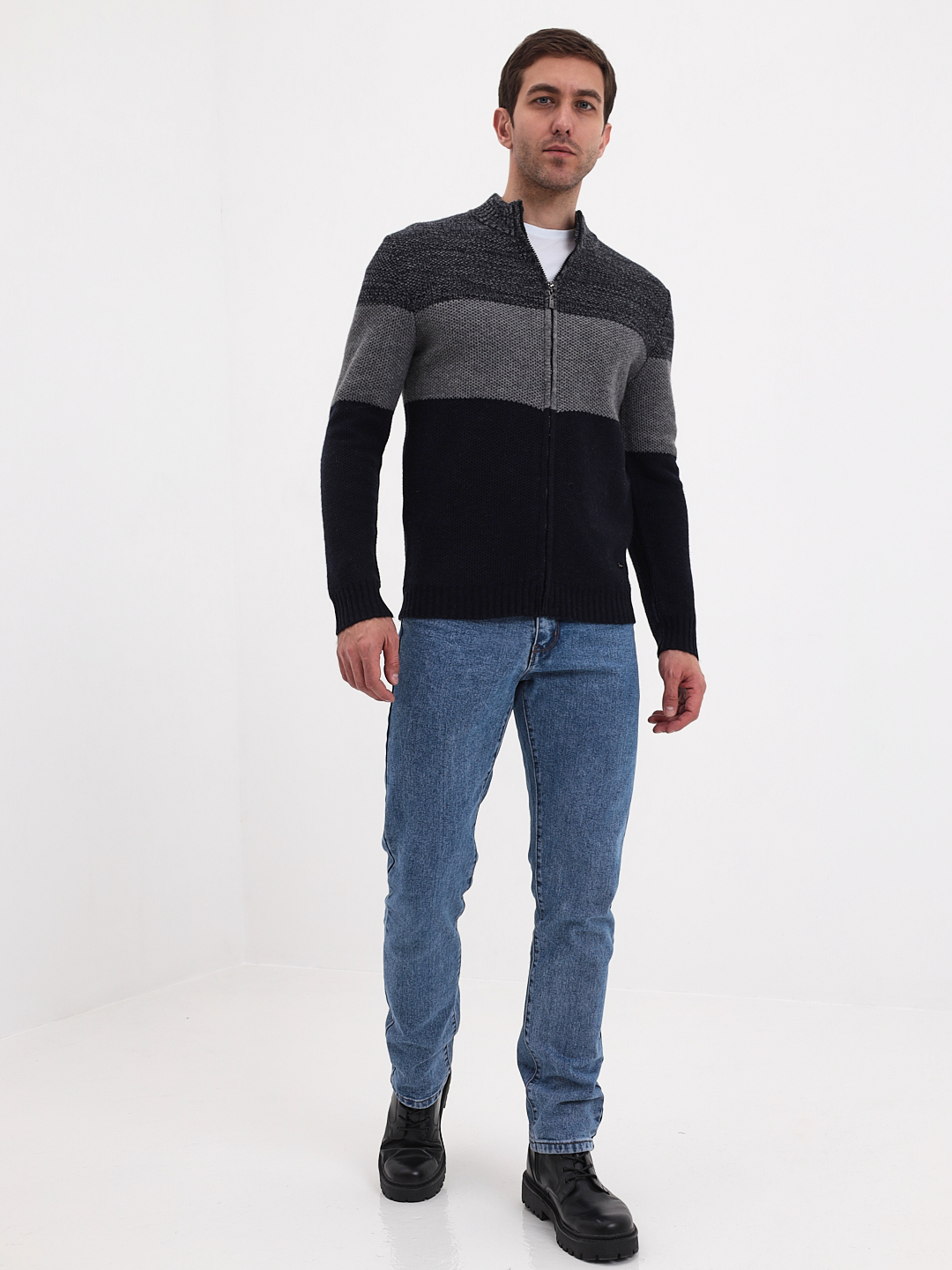 G139-полосы D1 (серый) Жакет мужской