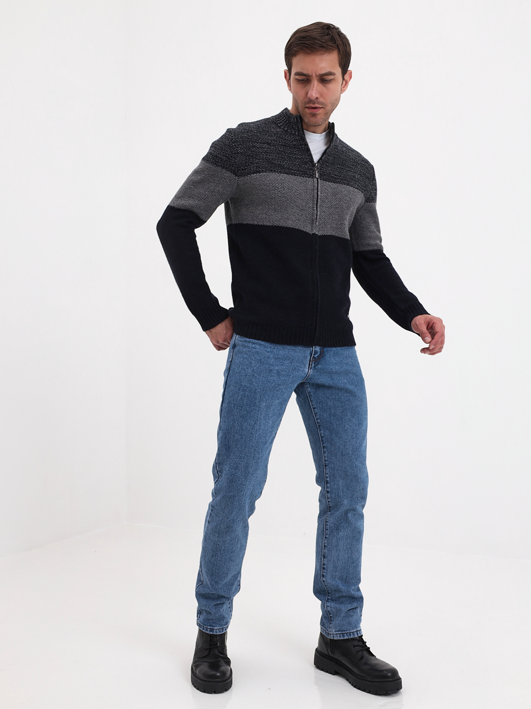 G139-полосы D1 (серый) Жакет мужской