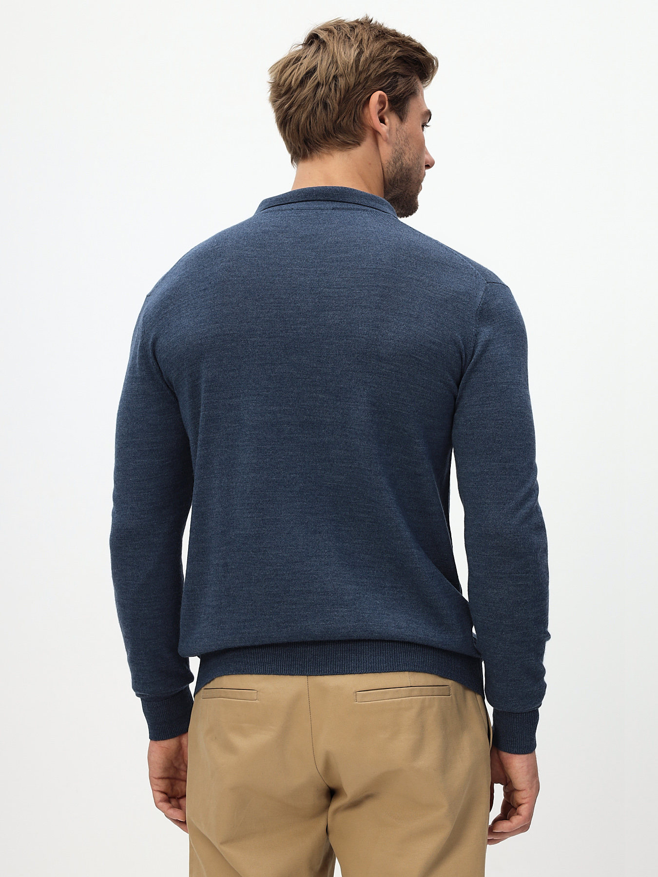 G129-CT 195421 (джинс) Джемпер мужской с воротником поло