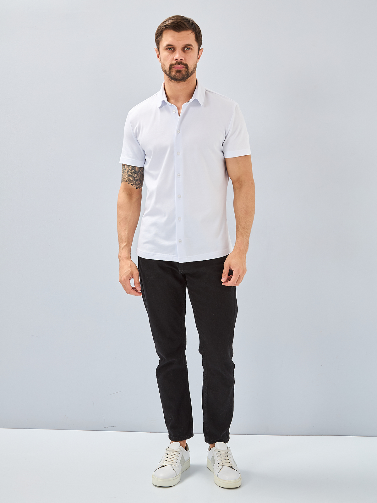 G158ZR-PO1T-SA5000 (белый) Рубашка трикотажная мужская короткий рукав