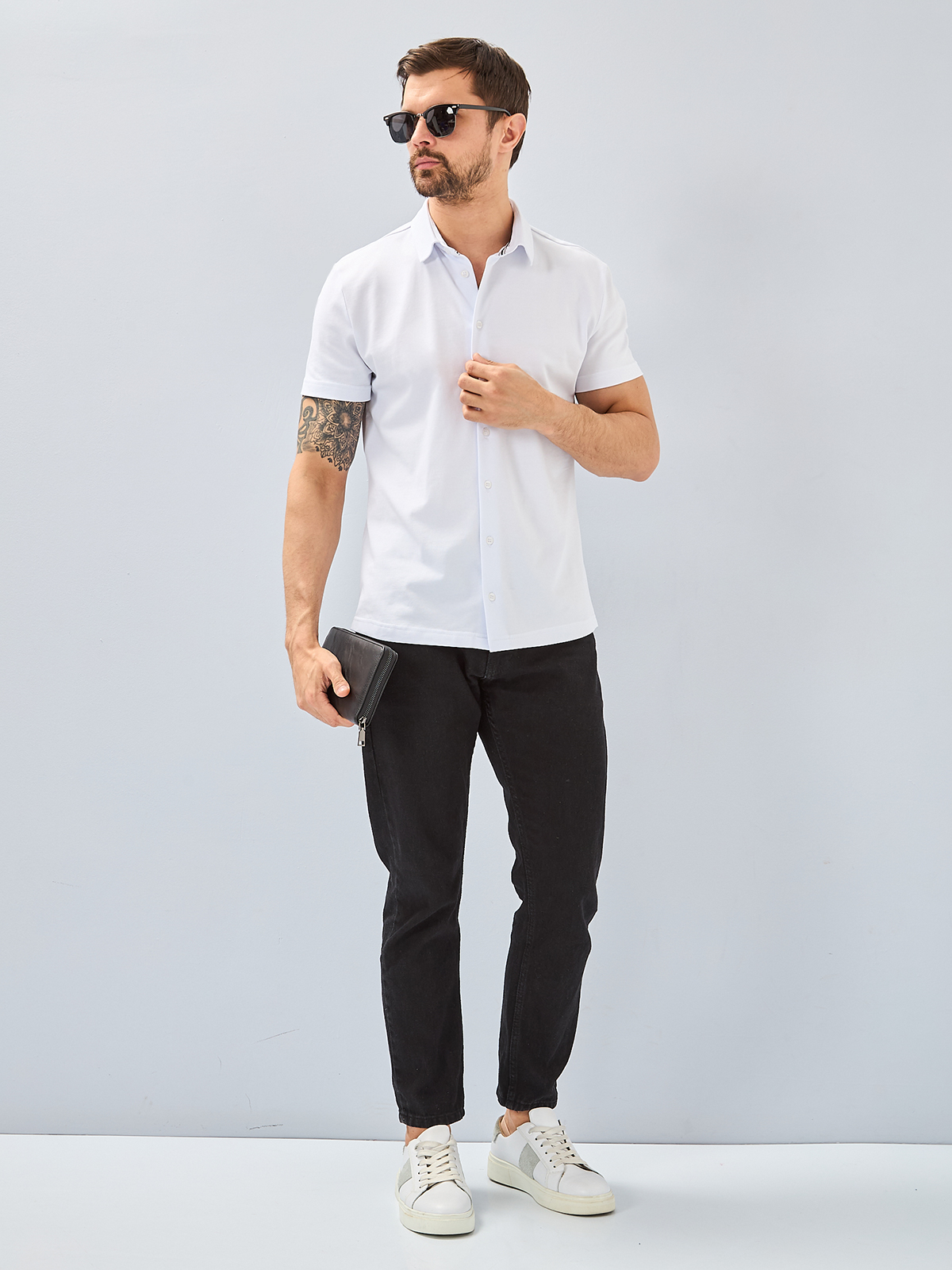 G158ZR-PO1T-SA5000 (белый) Рубашка трикотажная мужская короткий рукав