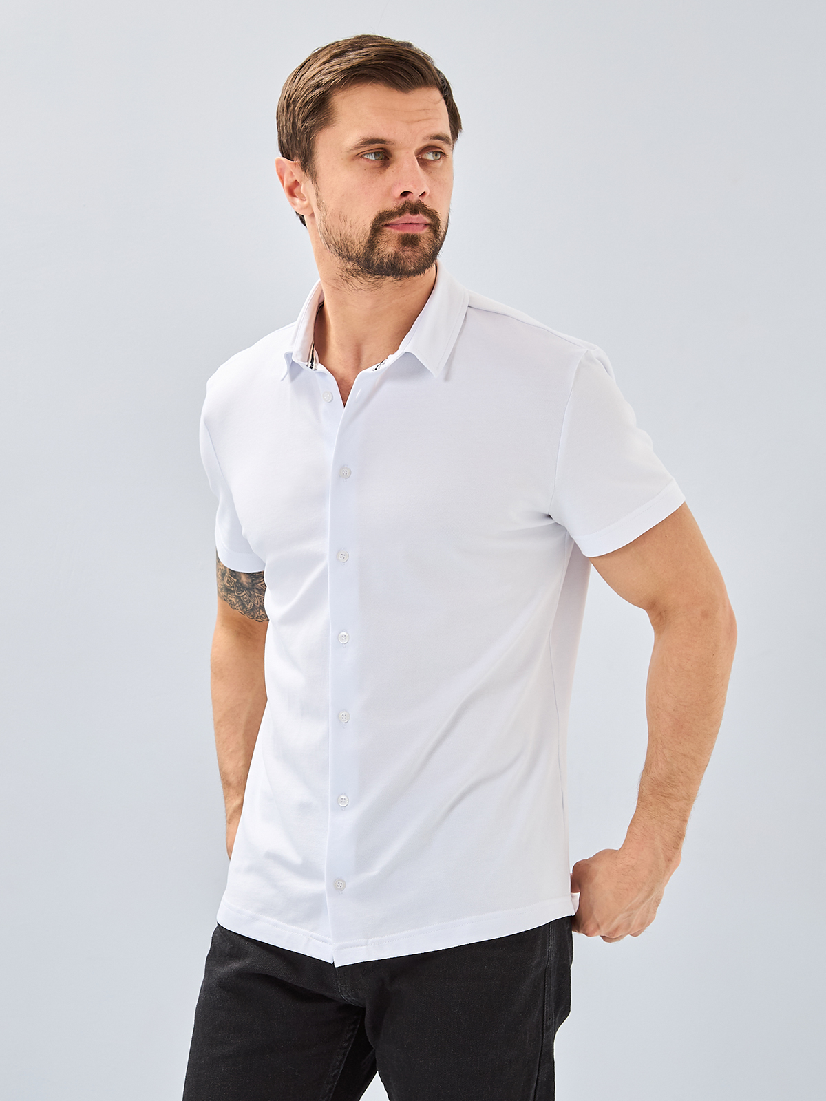 G158ZR-PO1T-SA5000 (белый) Рубашка трикотажная мужская короткий рукав