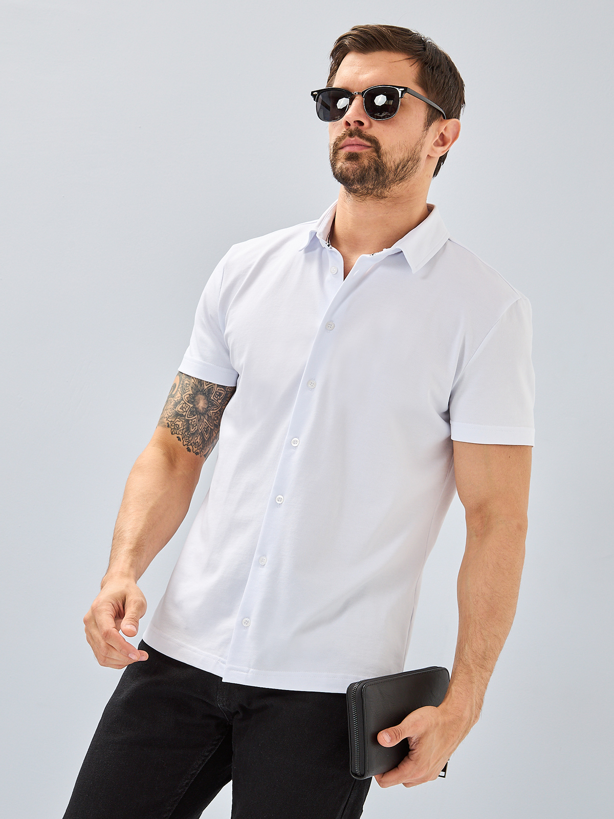 G158ZR-PO1T-SA5000 (белый) Рубашка трикотажная мужская короткий рукав