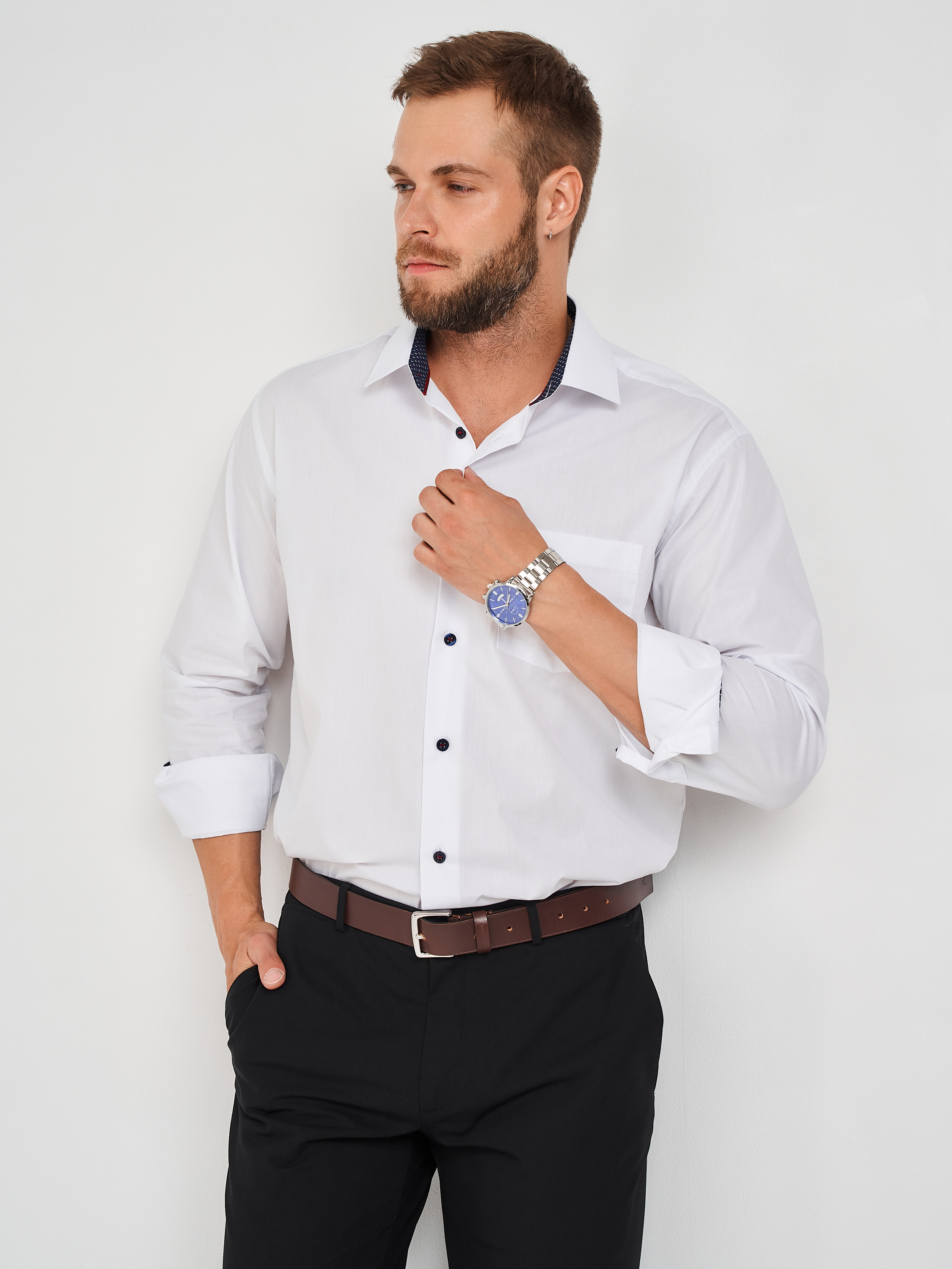 c100/157/ice/15p Сорочка мужская длинный рукав