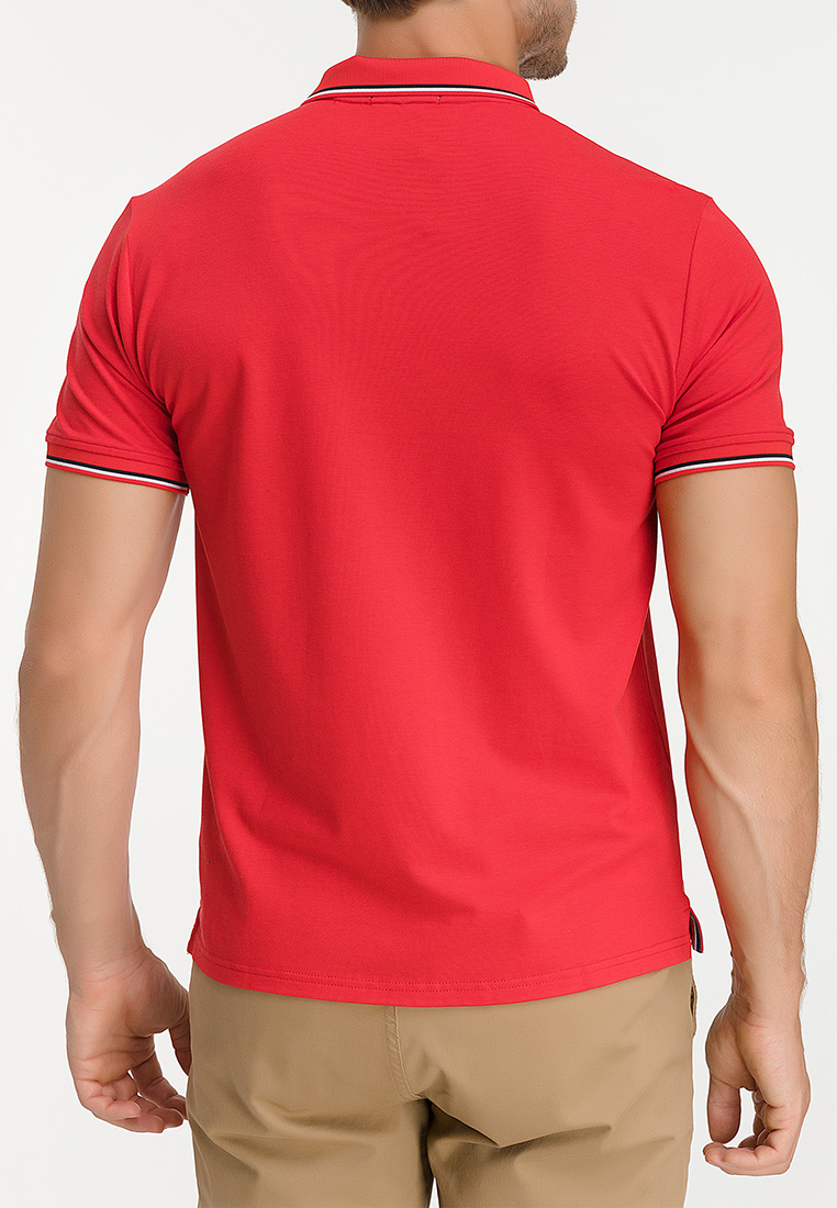 G144-TS-3 (красный) Джемпер мужской с воротником поло короткий рукав
