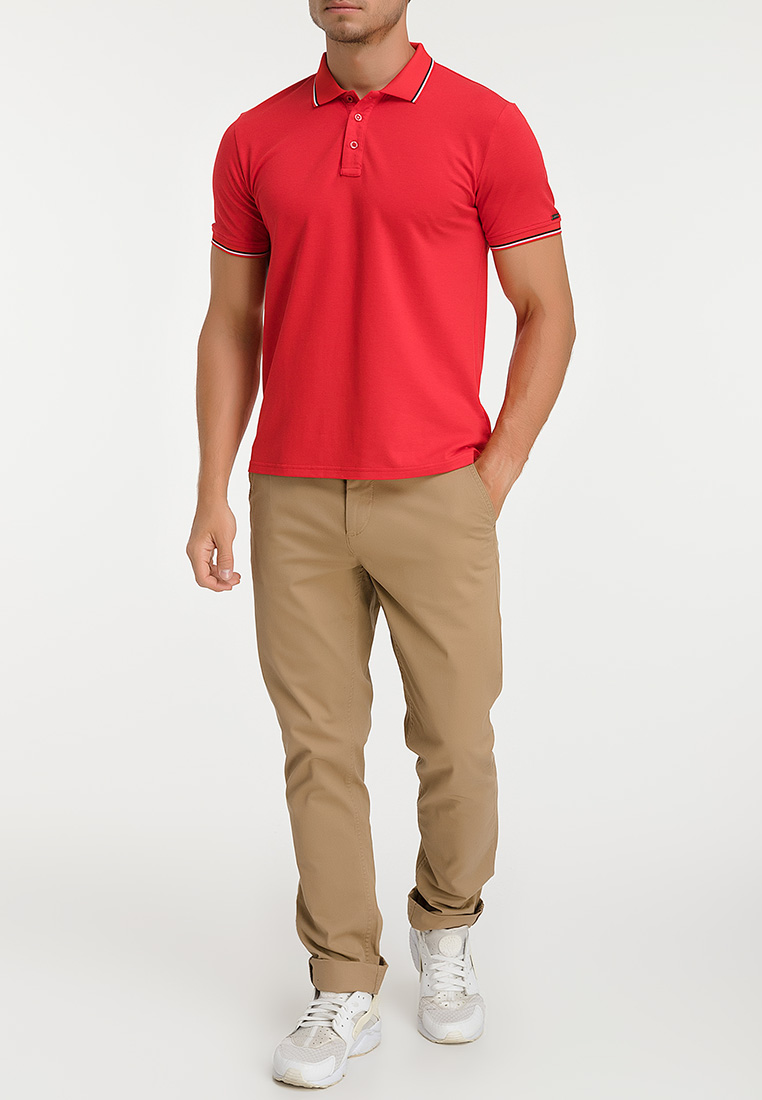 G144-TS-3 (красный) Джемпер мужской с воротником поло короткий рукав