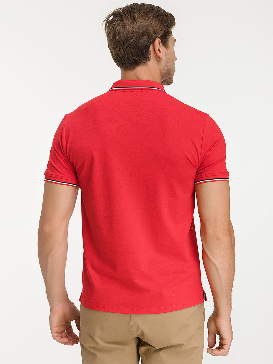 G144-TS-3 (красный) Джемпер мужской с воротником поло короткий рукав