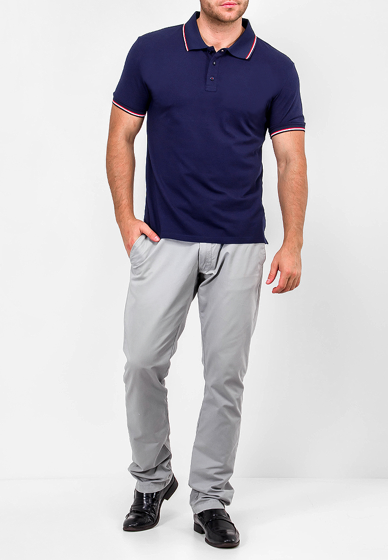 G144-TS-45 (т.синий) Джемпер мужской с воротником поло короткий рукав