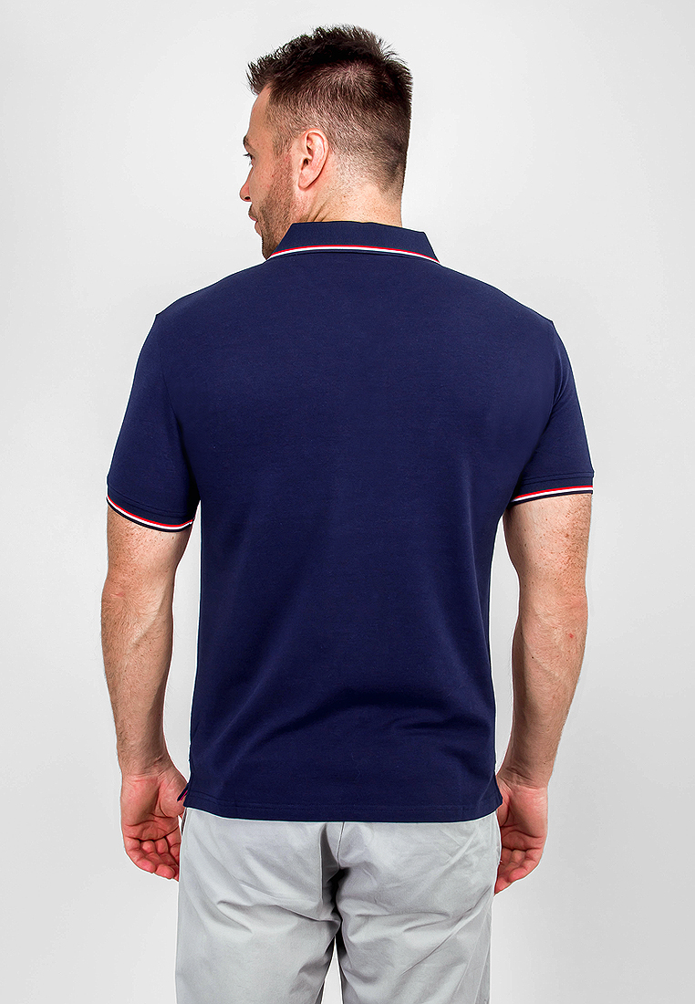 G144-TS-45 (т.синий) Джемпер мужской с воротником поло короткий рукав