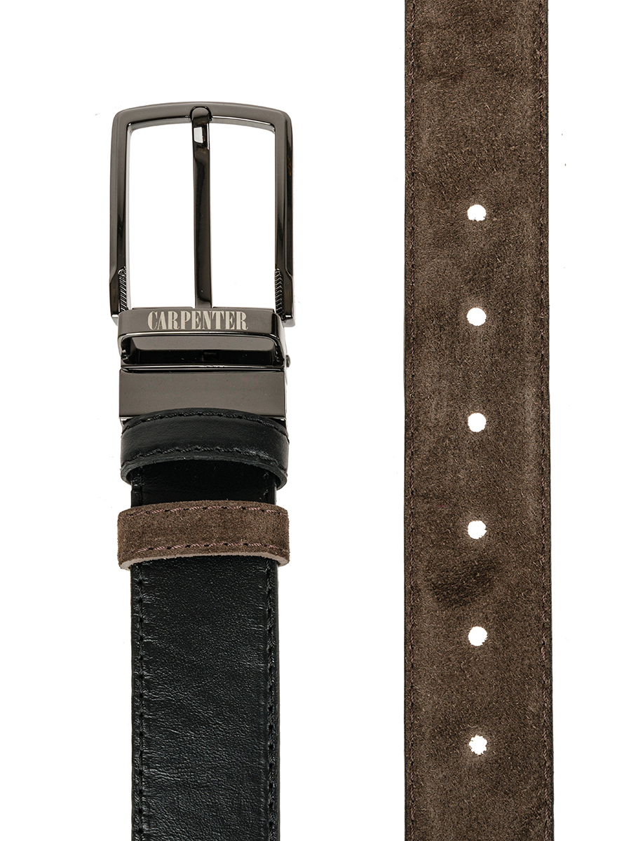 Cr42 замша/кожа двустор. т.корич Ремень кожаный мужской