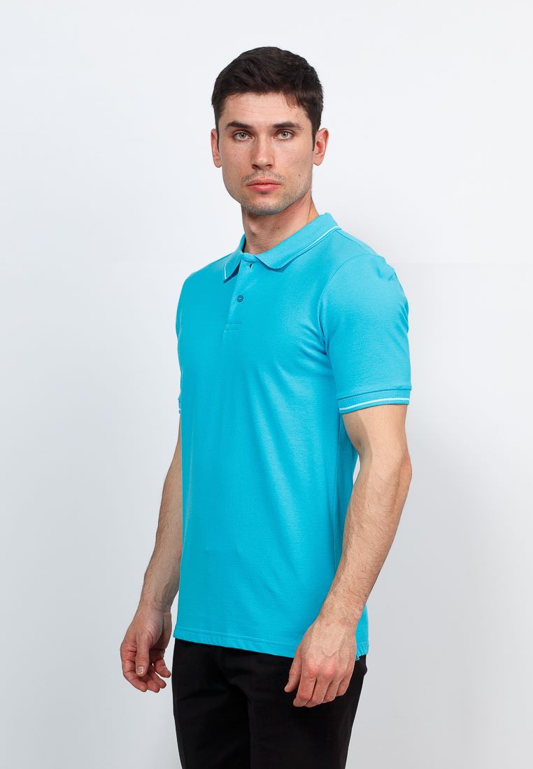 G134 (лазурь) Джемпер мужской с воротником поло короткий рукав