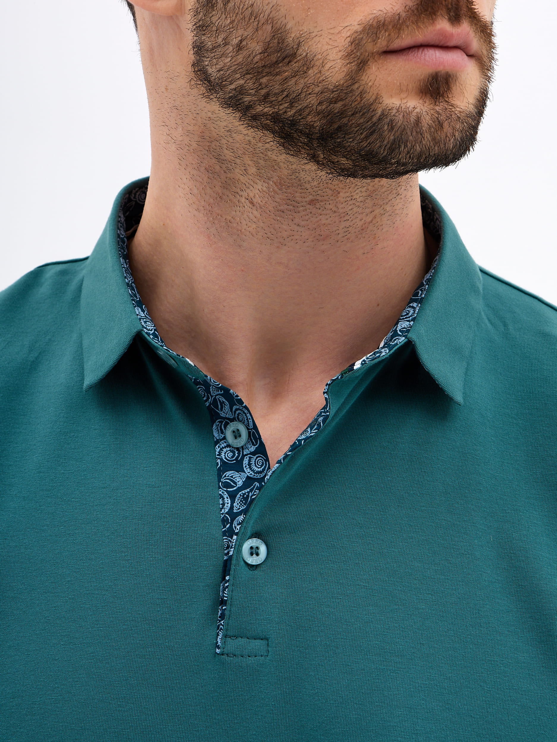 G144-KO1246T-SA5124 (т.ментол) Джемпер мужской с воротником поло короткий рукав