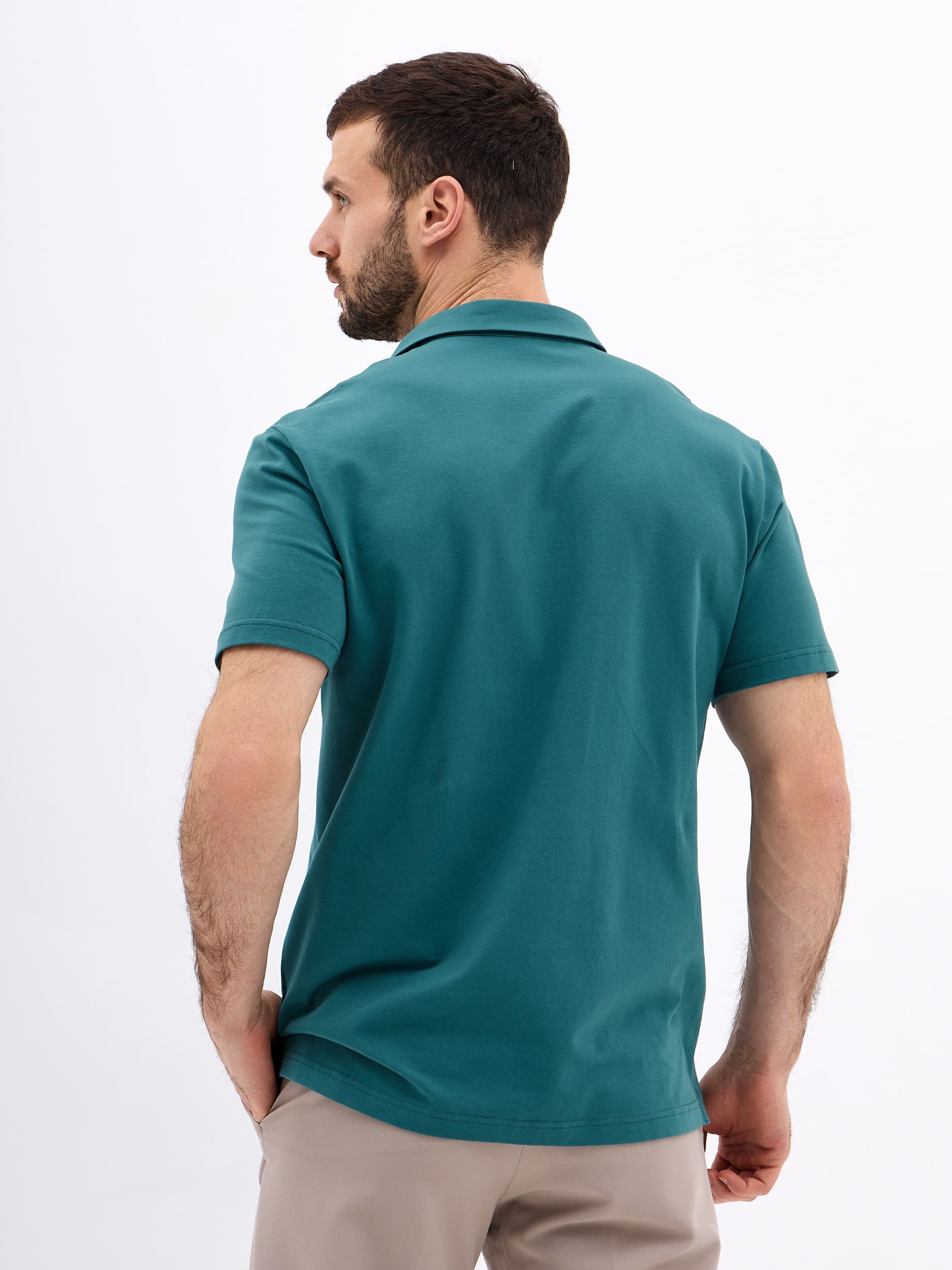 G144-KO1246T-SA5124 (т.ментол) Джемпер мужской с воротником поло короткий рукав