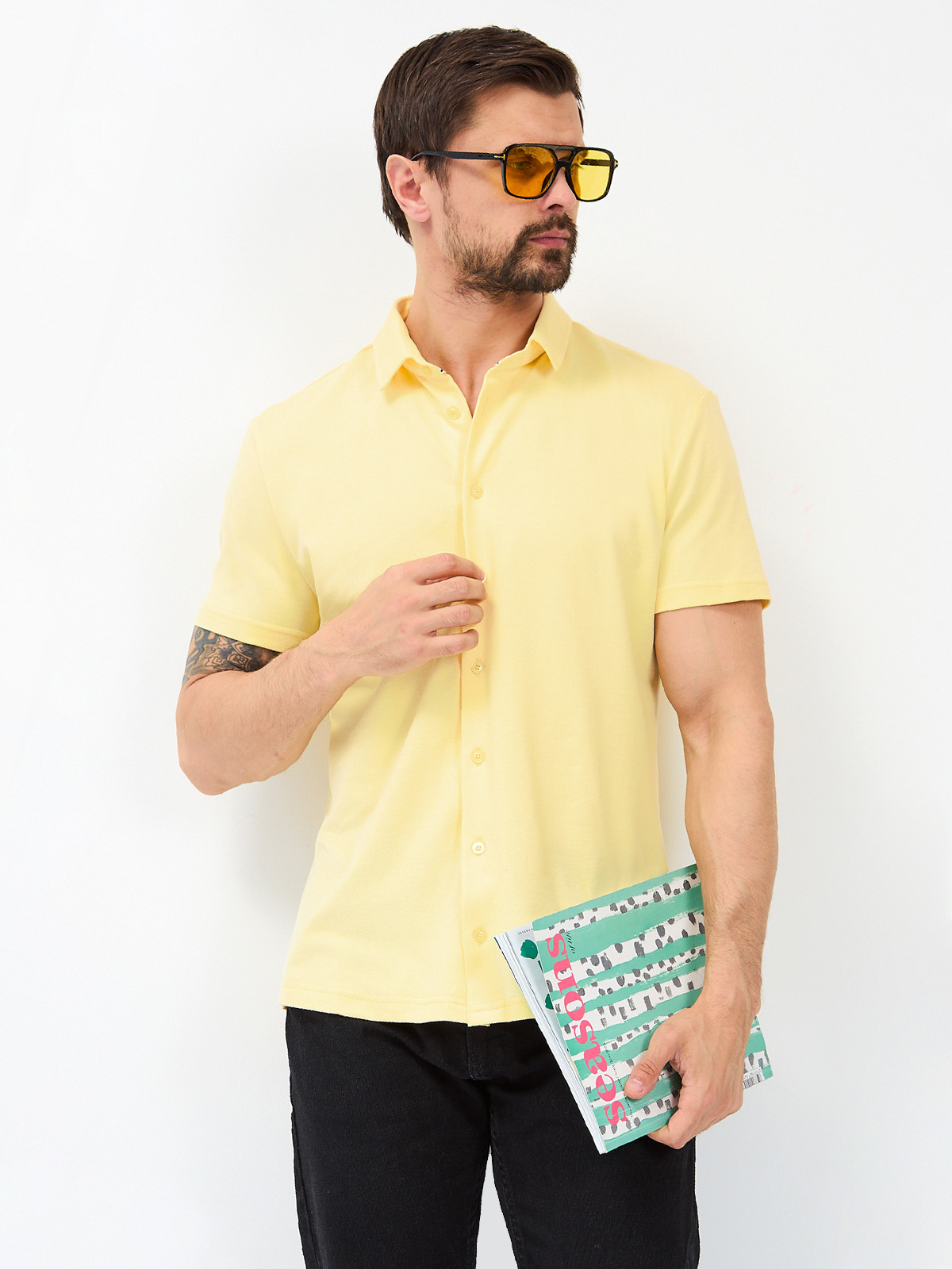 G158ZR-PO1T-SA0048 (лимон) Рубашка трикотажная мужская короткий рукав