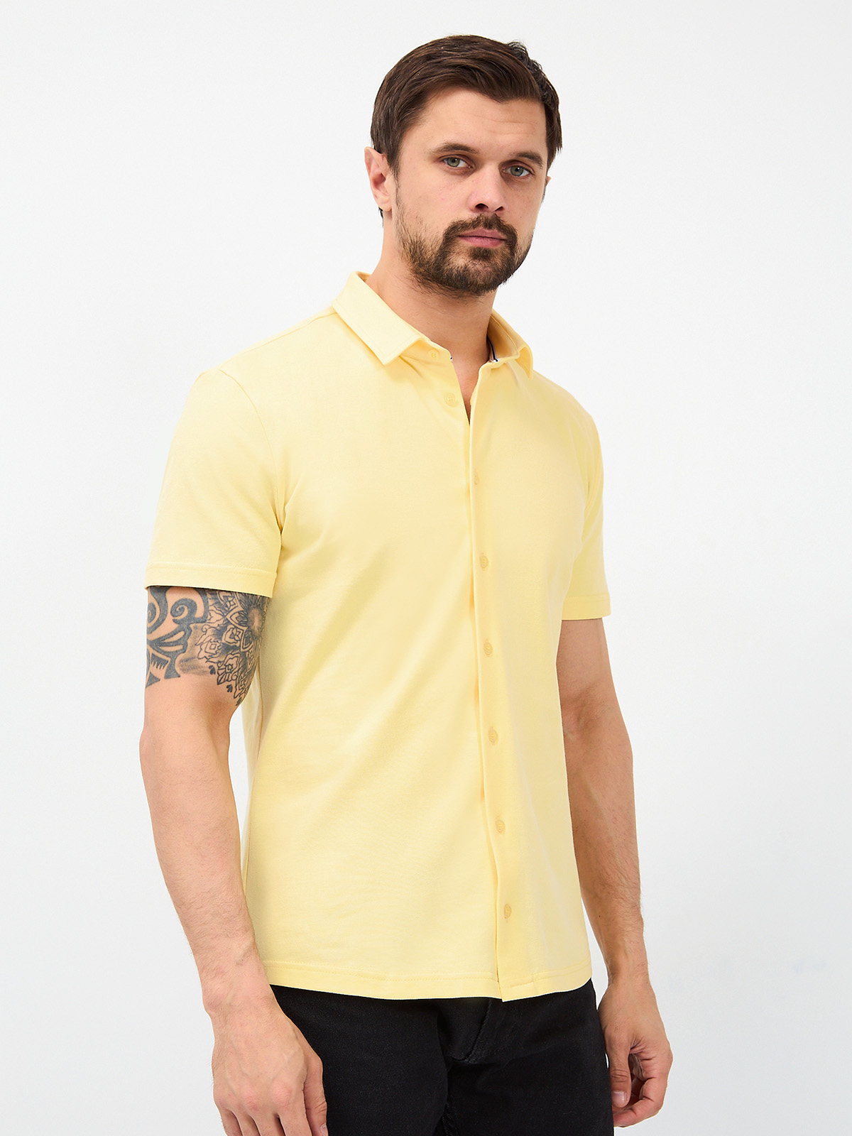 G158ZR-PO1T-SA0048 (лимон) Рубашка трикотажная мужская короткий рукав