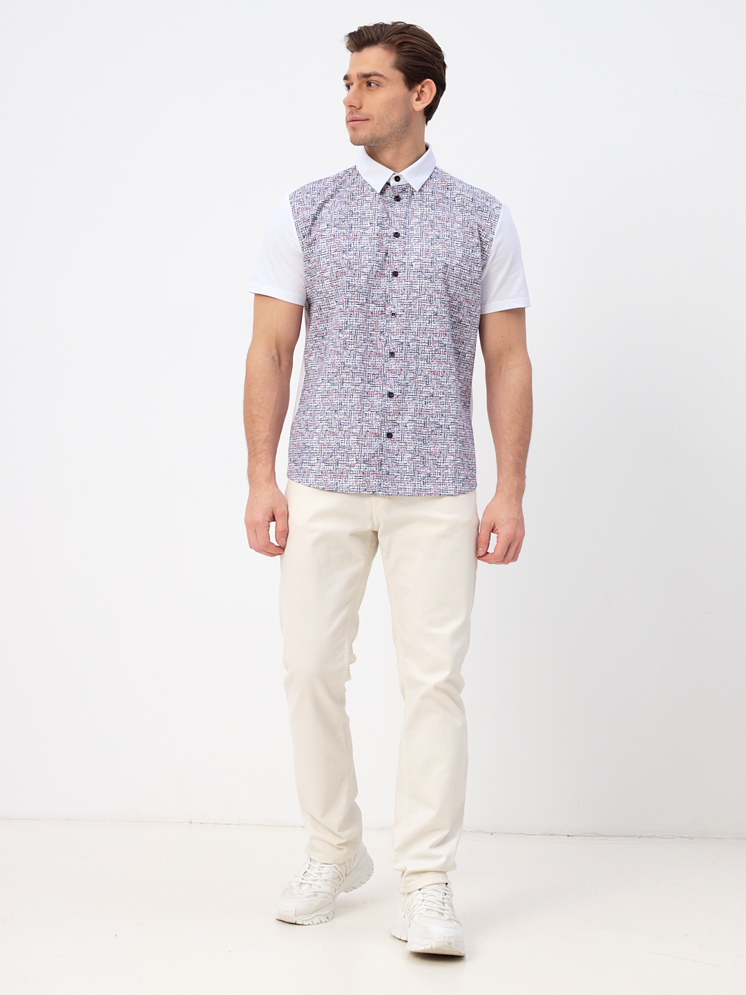 G143-KD1467T-SNM30217 (белый) Батник мужской трикотажный короткий рукав