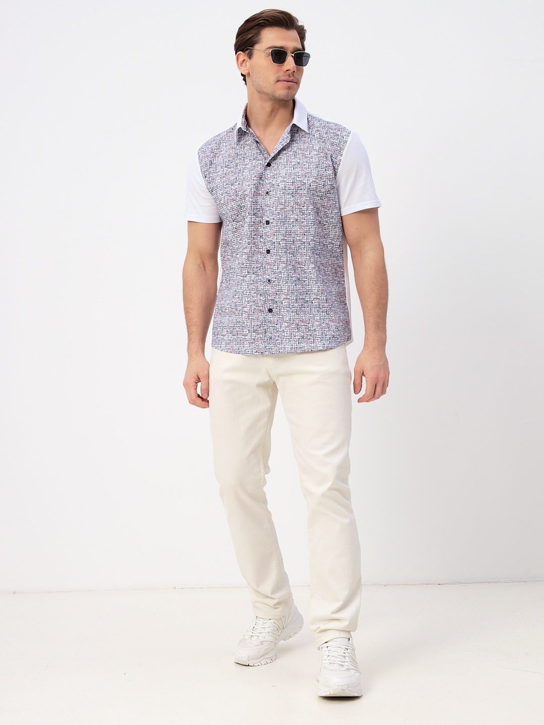 G143-KD1467T-SNM30217 (белый) Батник мужской трикотажный короткий рукав