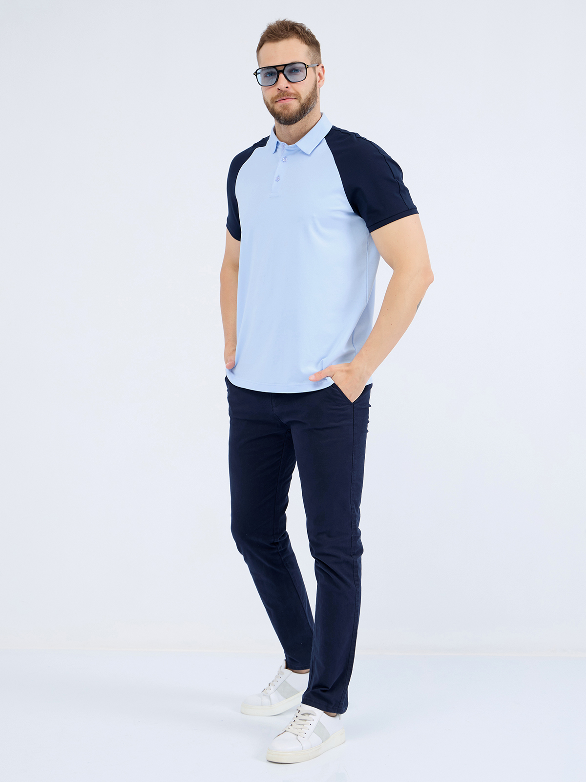 G149R-KO1246T-SA5120 (св.голубой) Джемпер мужской с воротником поло короткий рукав