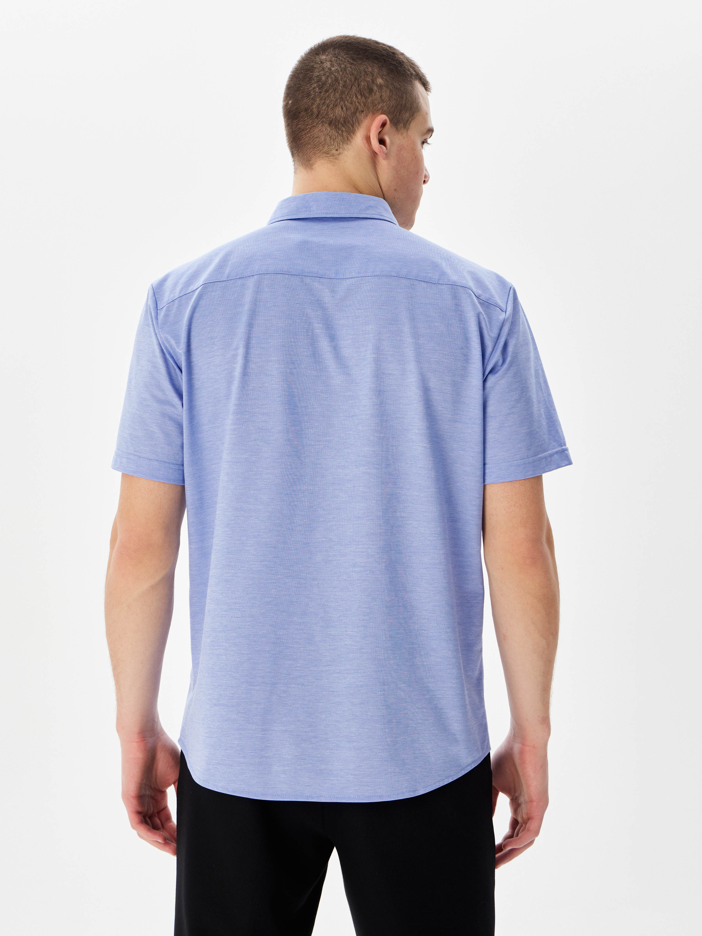 G143-PM-LT1629 (голубой) Рубашка трикотажная мужская короткий рукав