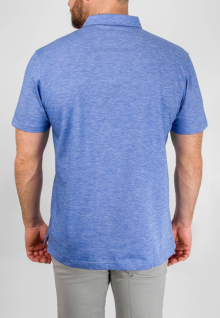 G144-TG9873-4 (голубой) Джемпер мужской с воротником поло короткий рукав