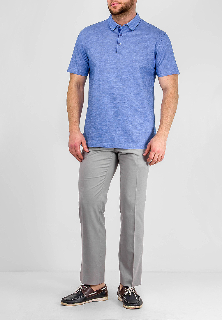 G144-TG9873-4 (голубой) Джемпер мужской с воротником поло короткий рукав