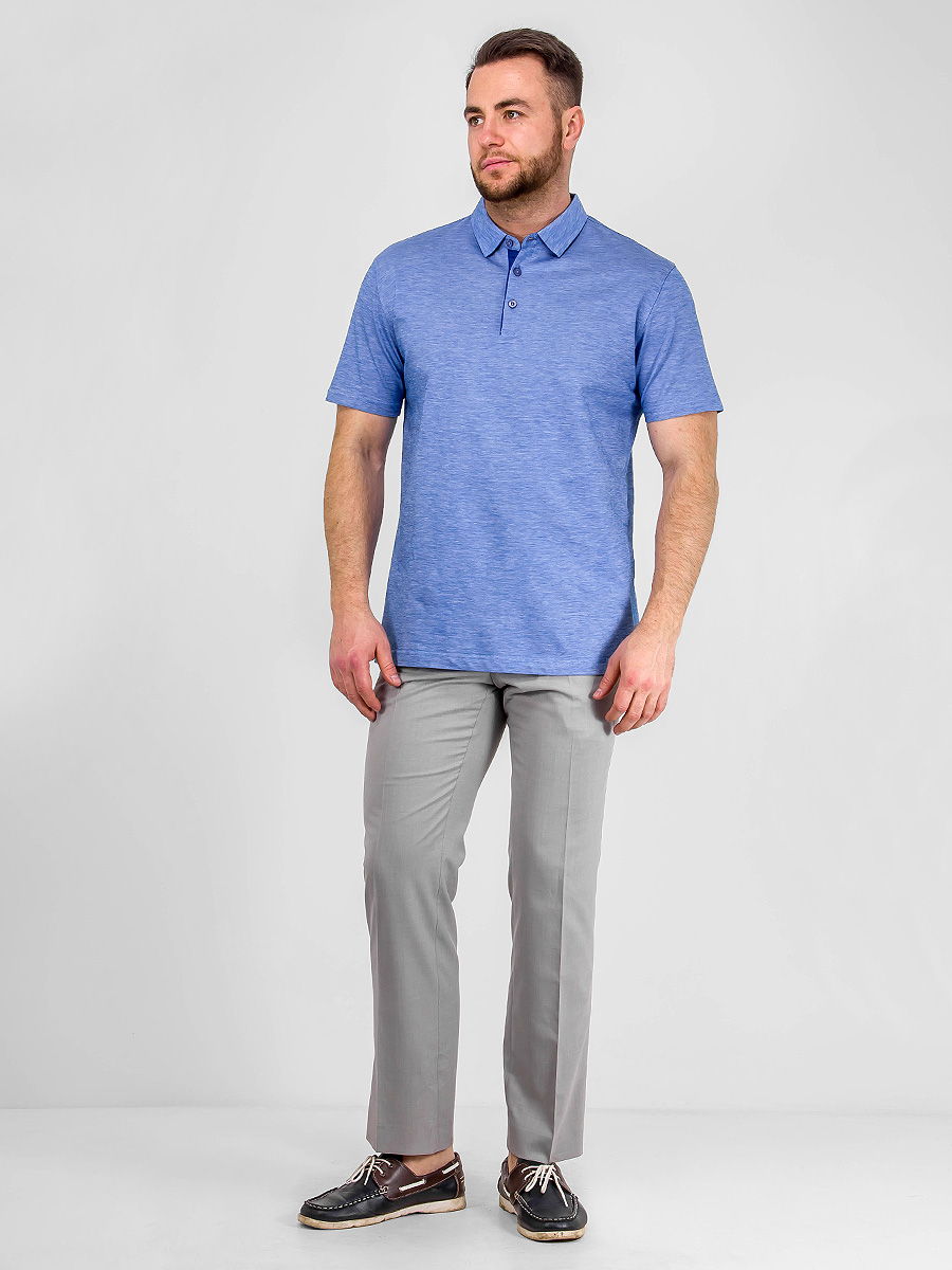 G144-TG9873-4 (голубой) Джемпер мужской с воротником поло короткий рукав
