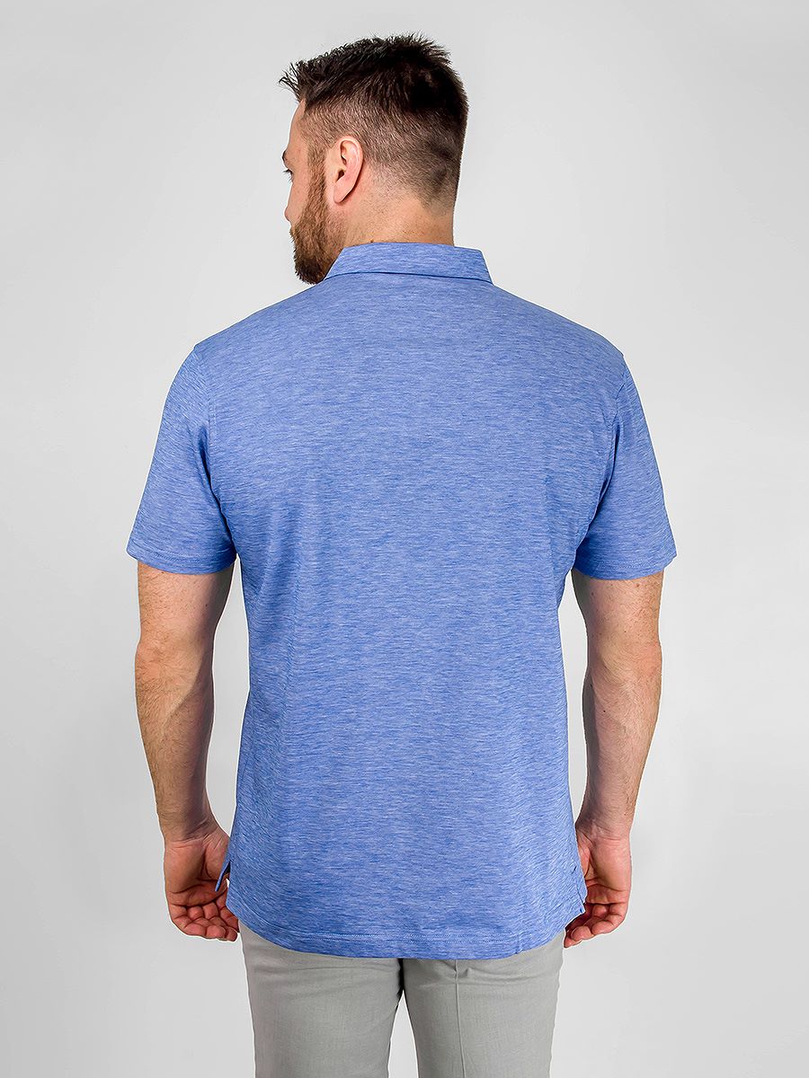 G144-TG9873-4 (голубой) Джемпер мужской с воротником поло короткий рукав