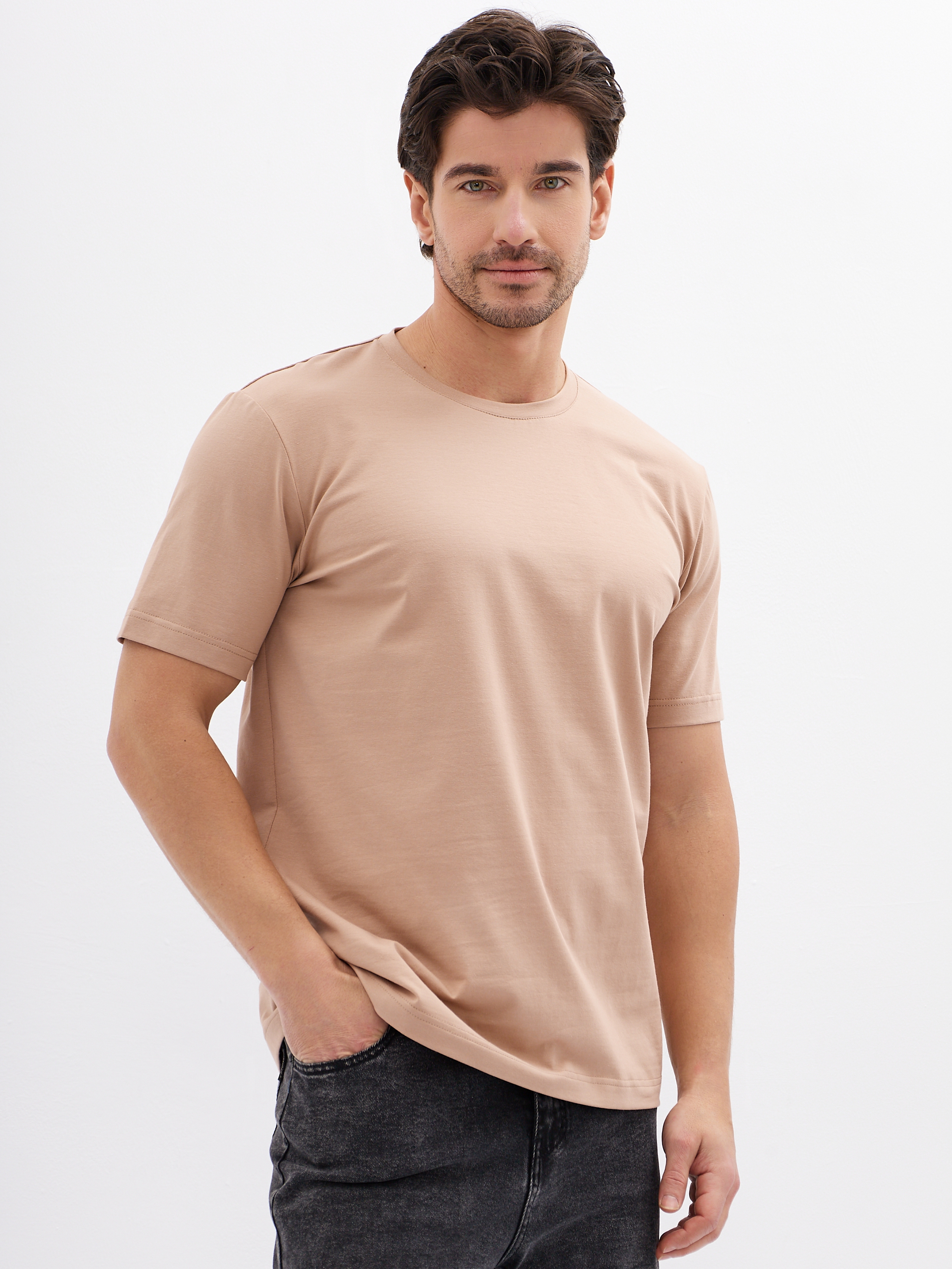 G145-KO-HJ-20125-N (бежевый) Футболка мужская короткий рукав