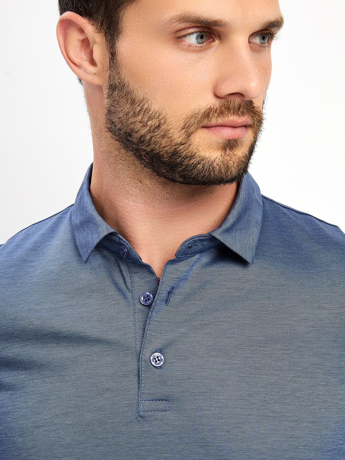 G155-PM4-LT1638 (синий) Джемпер мужской с воротником поло