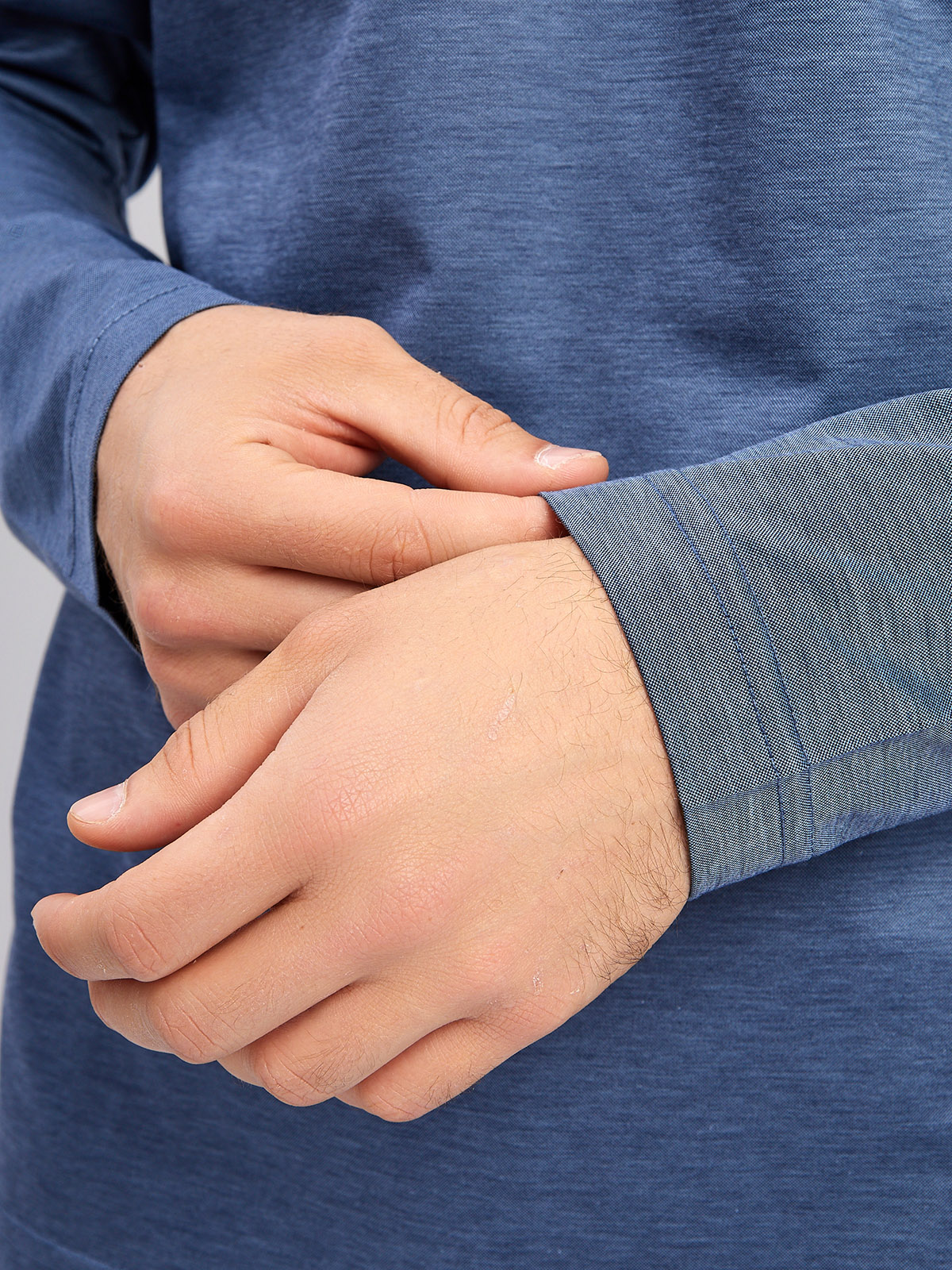 G155-PM4-LT1638 (синий) Джемпер мужской с воротником поло