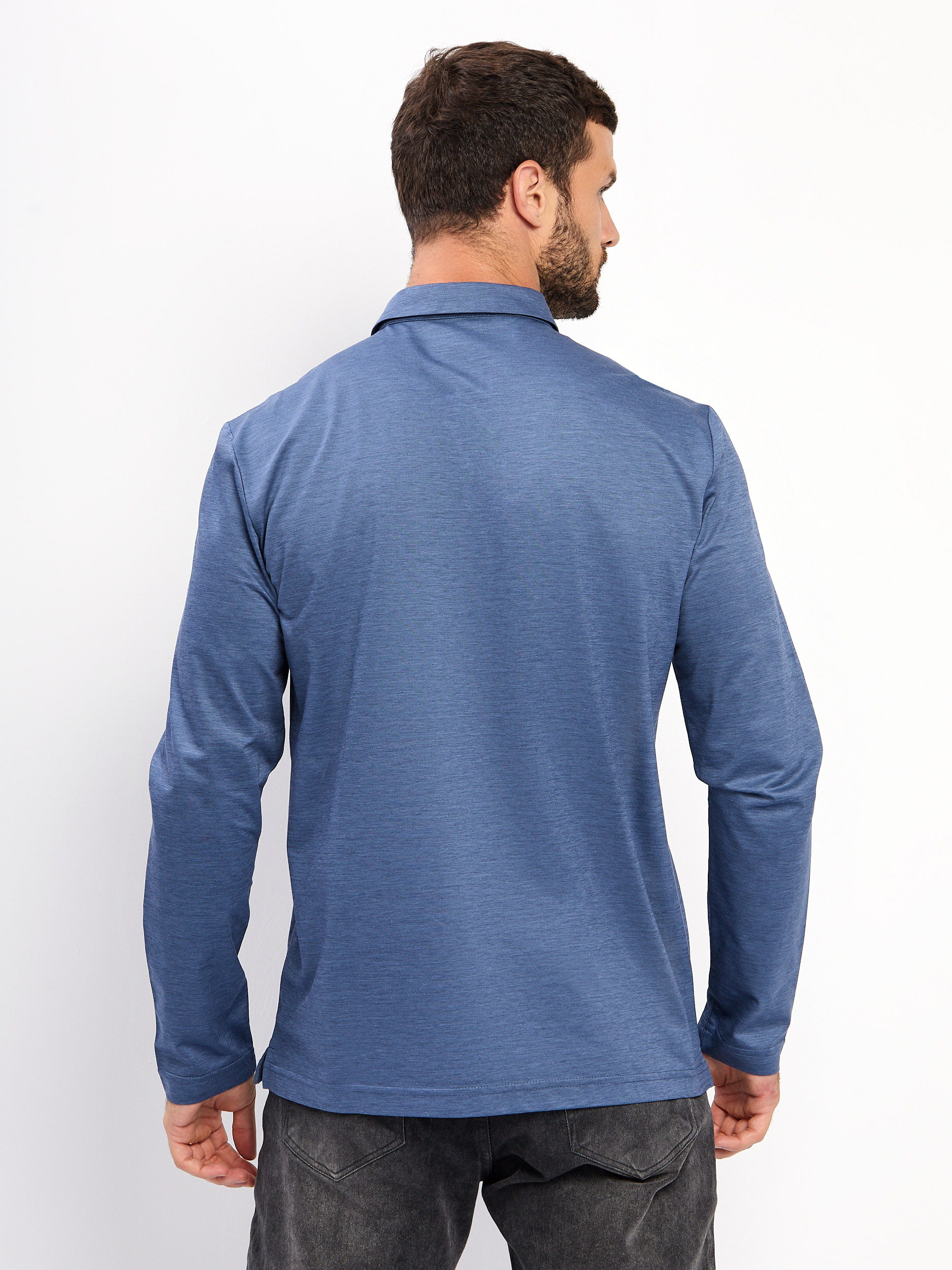 G155-PM4-LT1638 (синий) Джемпер мужской с воротником поло