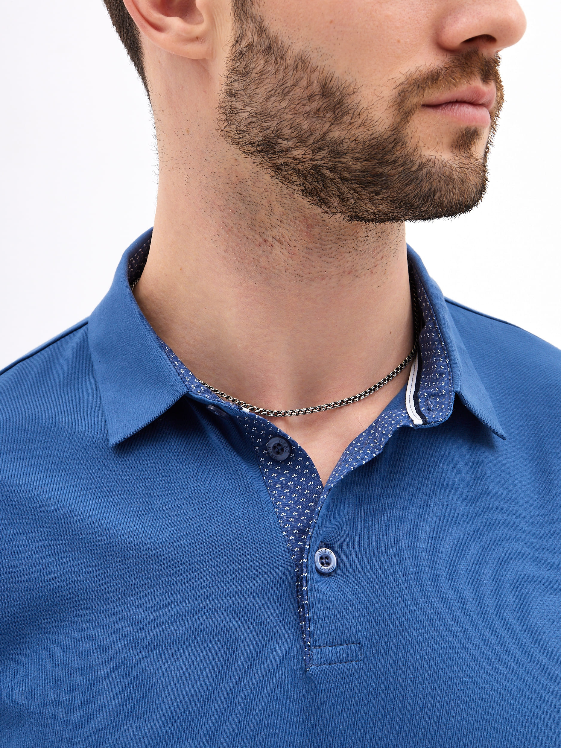 G144-KO1246T-SAS5121 (т.джинс) Джемпер мужской с воротником поло короткий рукав