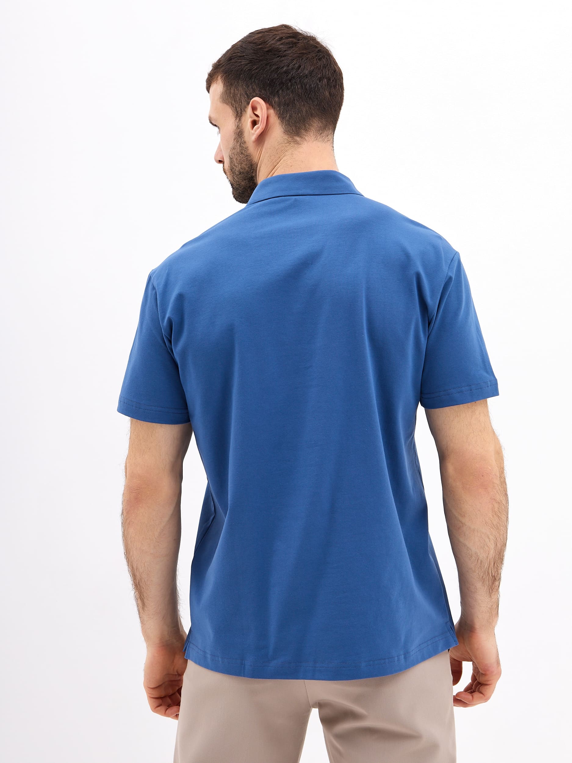 G144-KO1246T-SAS5121 (т.джинс) Джемпер мужской с воротником поло короткий рукав