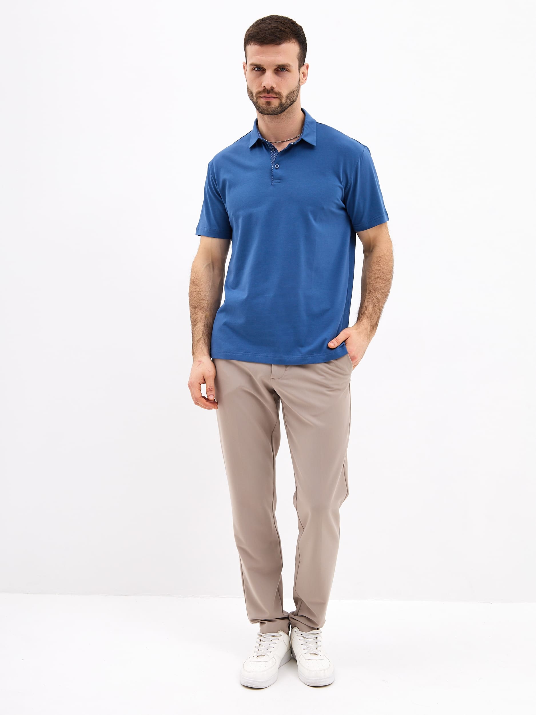 G144-KO1246T-SAS5121 (т.джинс) Джемпер мужской с воротником поло короткий рукав