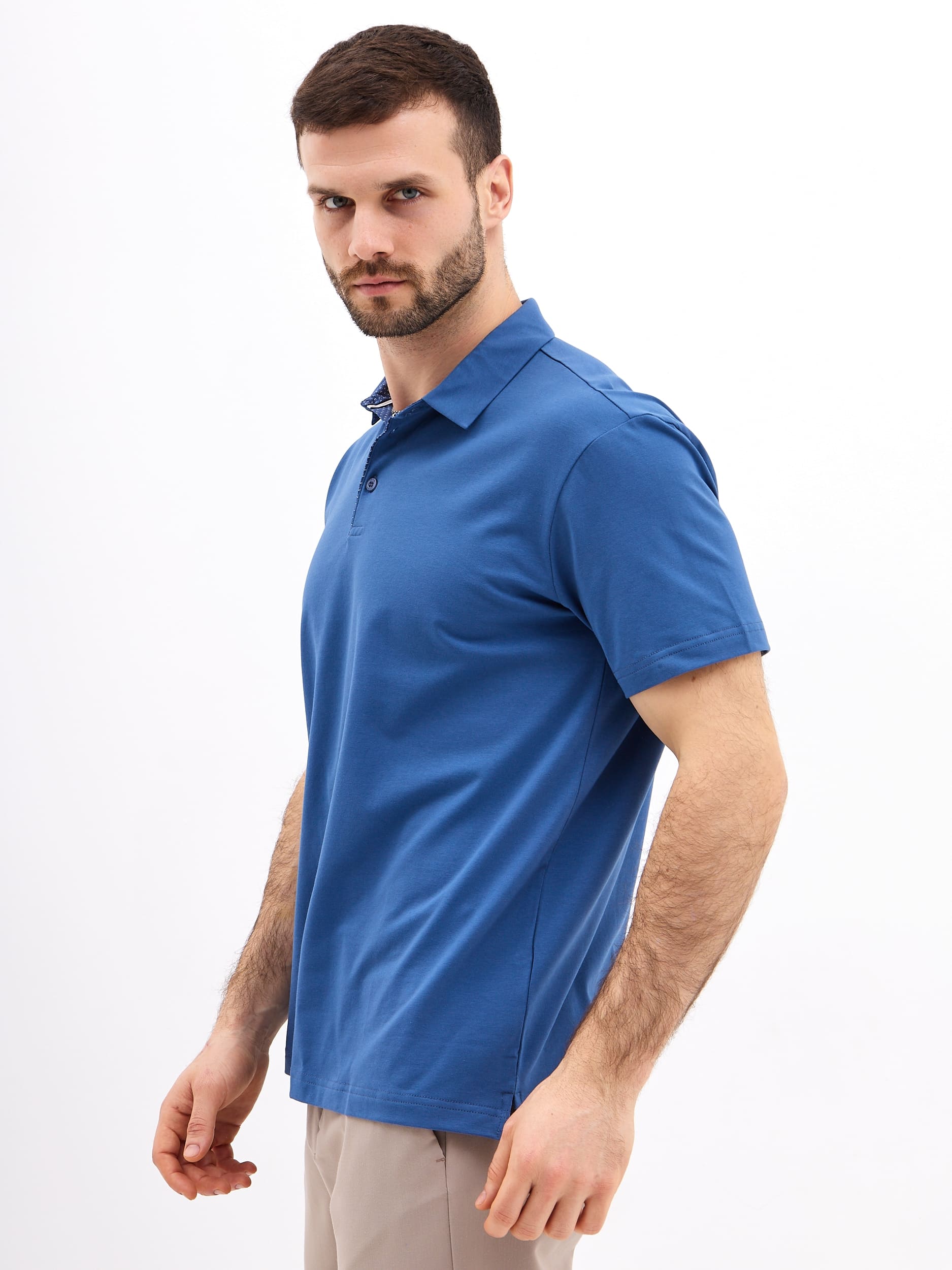 G144-KO1246T-SAS5121 (т.джинс) Джемпер мужской с воротником поло короткий рукав