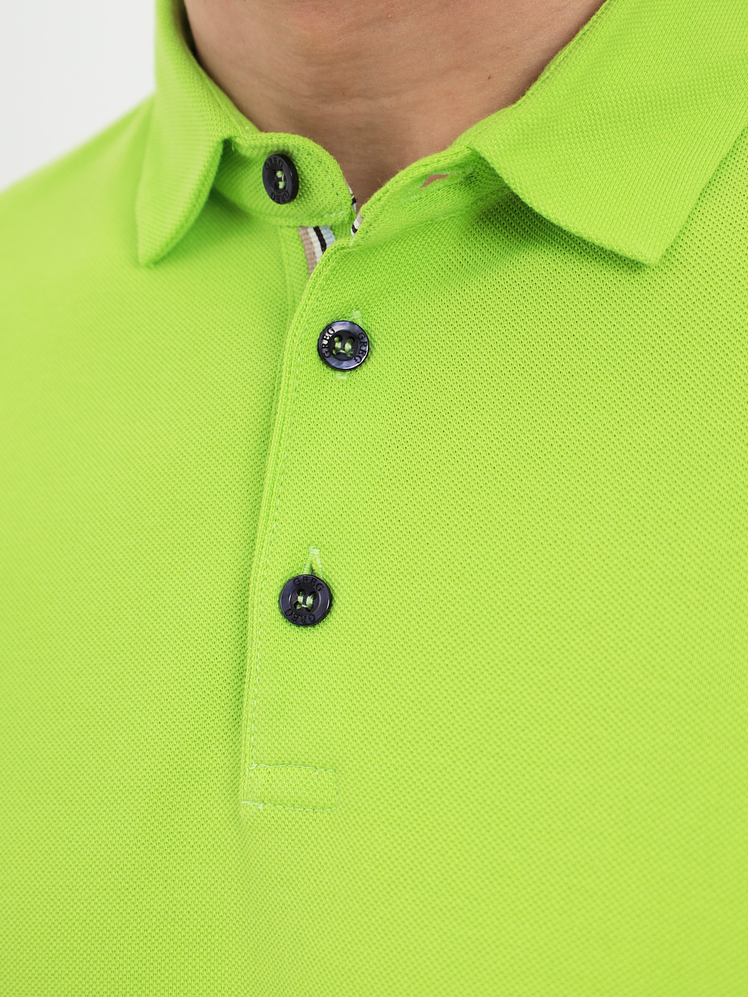 G144-PO124T-CTP1085 (салат неон) Джемпер мужской с воротником поло короткий рукав