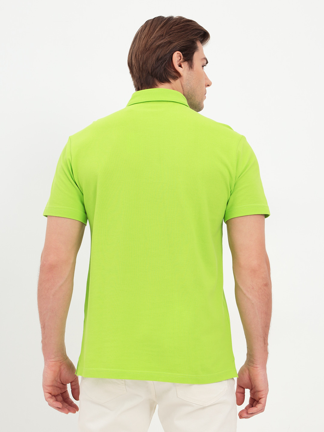 G144-PO124T-CTP1085 (салат неон) Джемпер мужской с воротником поло короткий рукав