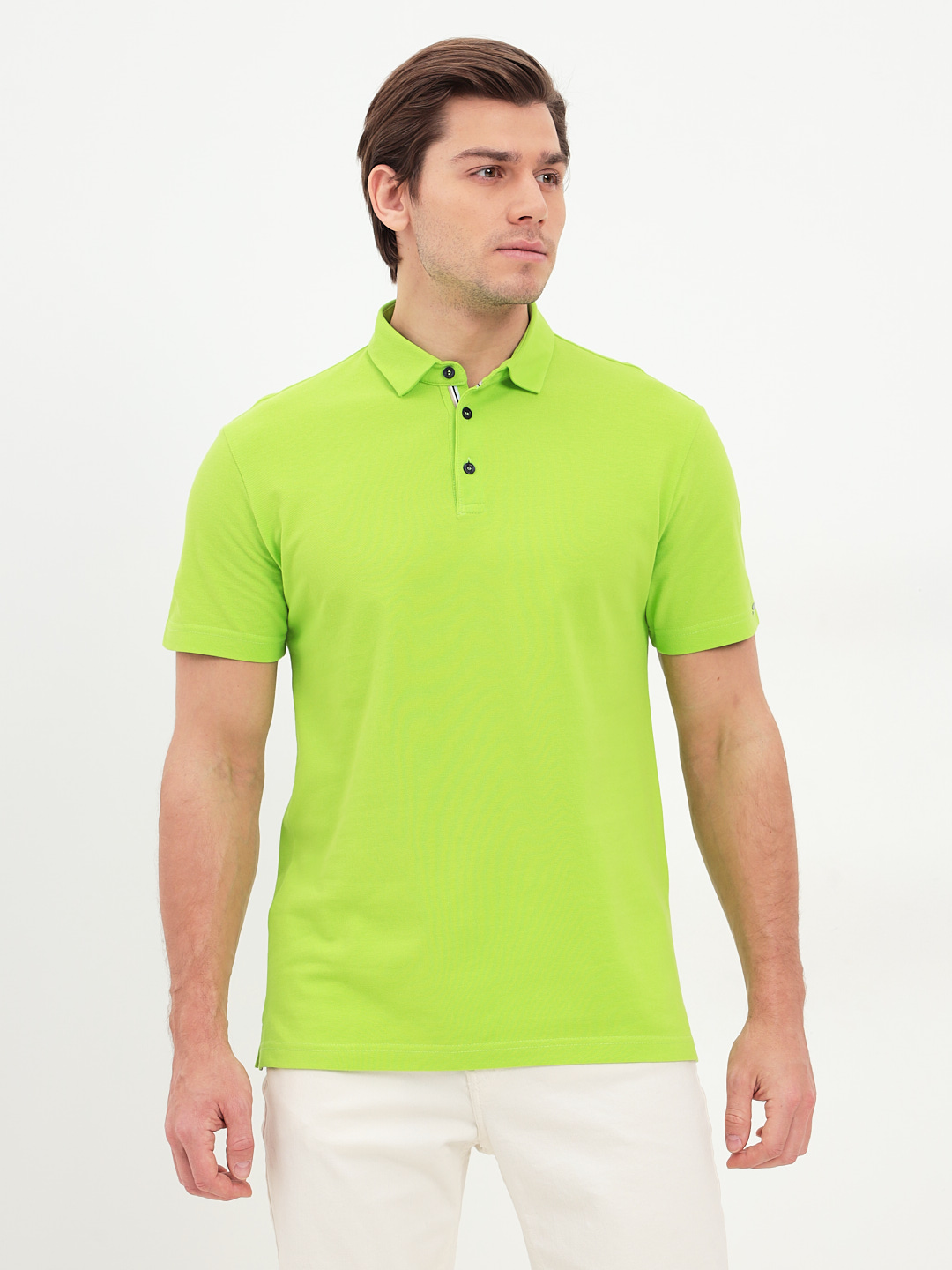 G144-PO124T-CTP1085 (салат неон) Джемпер мужской с воротником поло короткий рукав