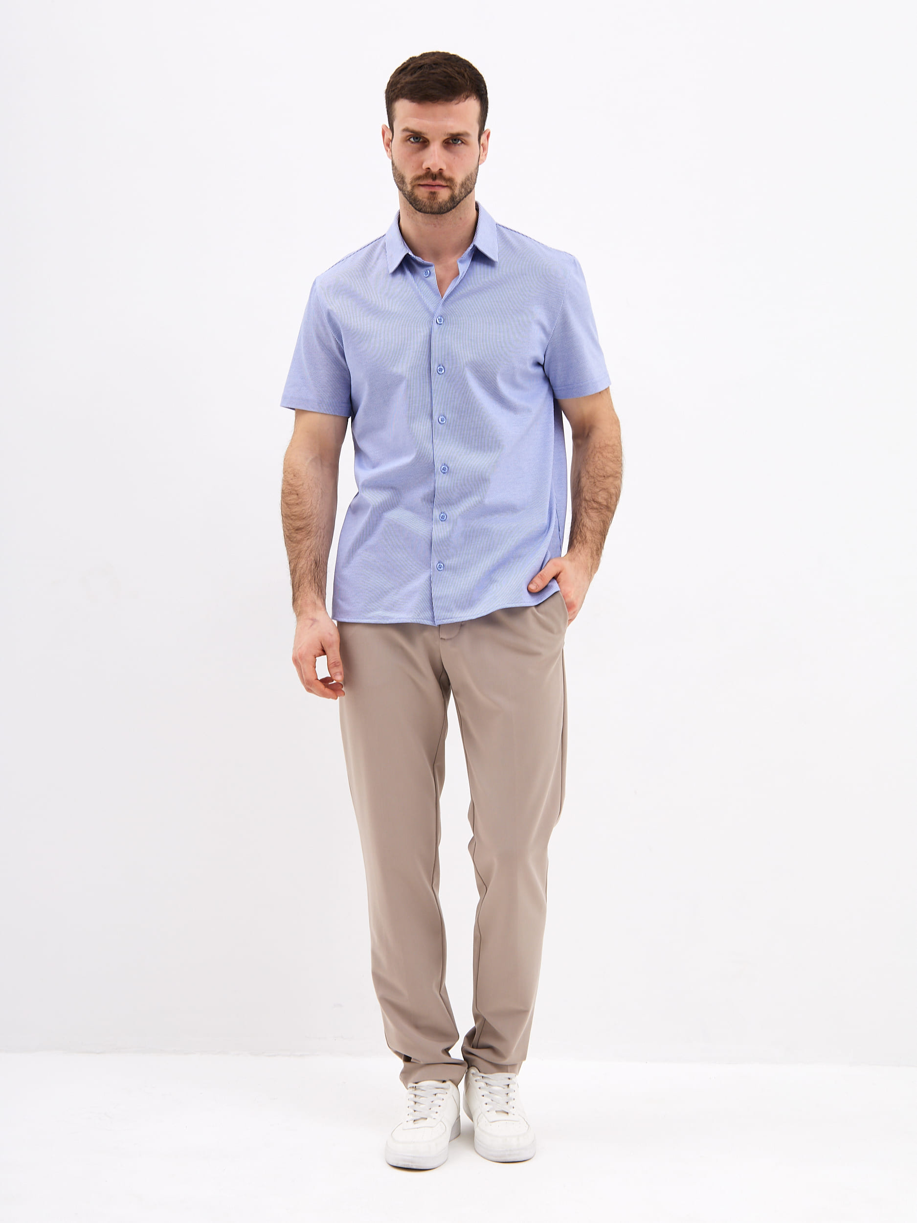 G143-TD4-LT3931 (голубой) Рубашка мужская короткий рукав