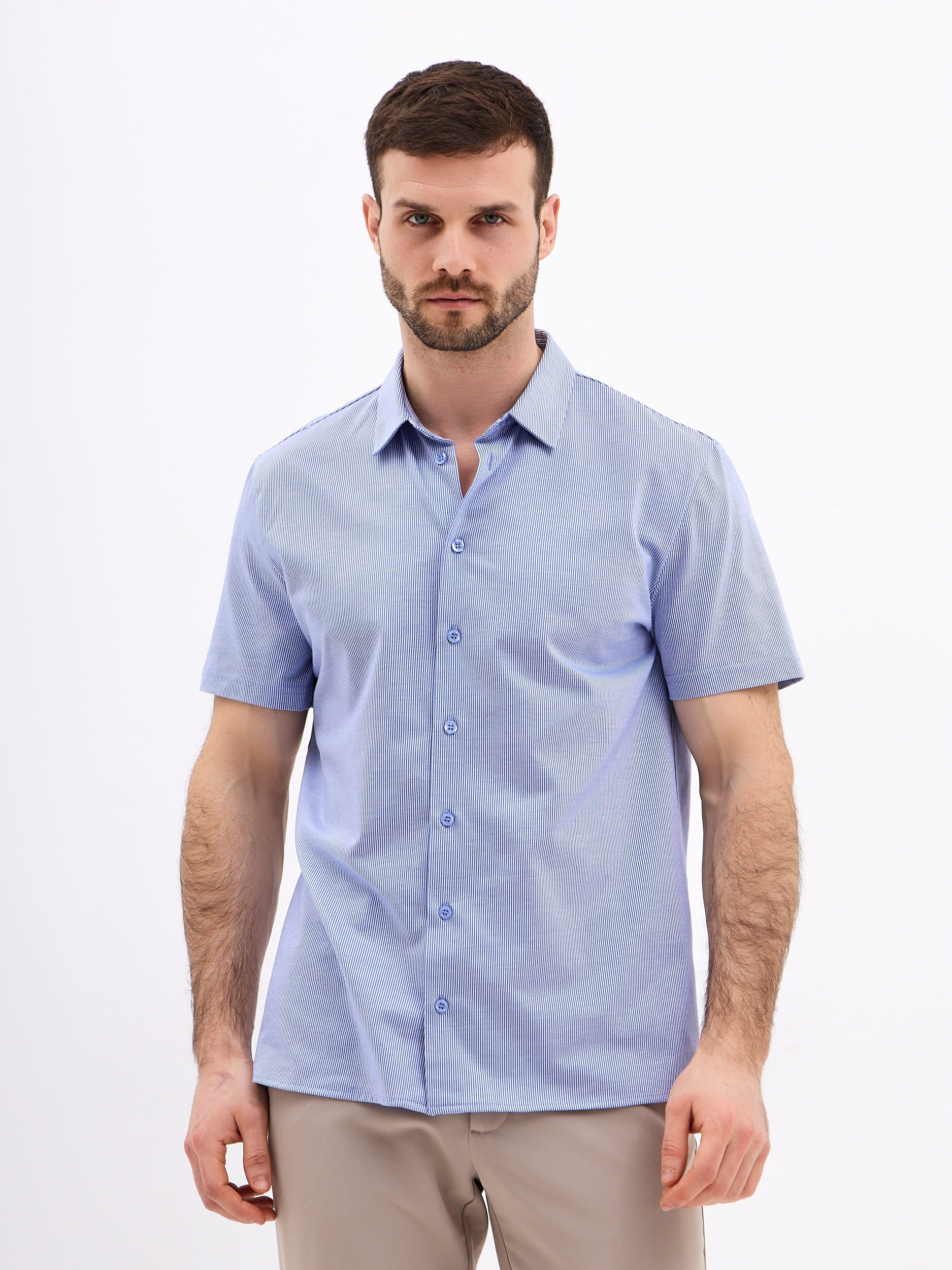 G143-TD4-LT3931 (голубой) Рубашка мужская короткий рукав