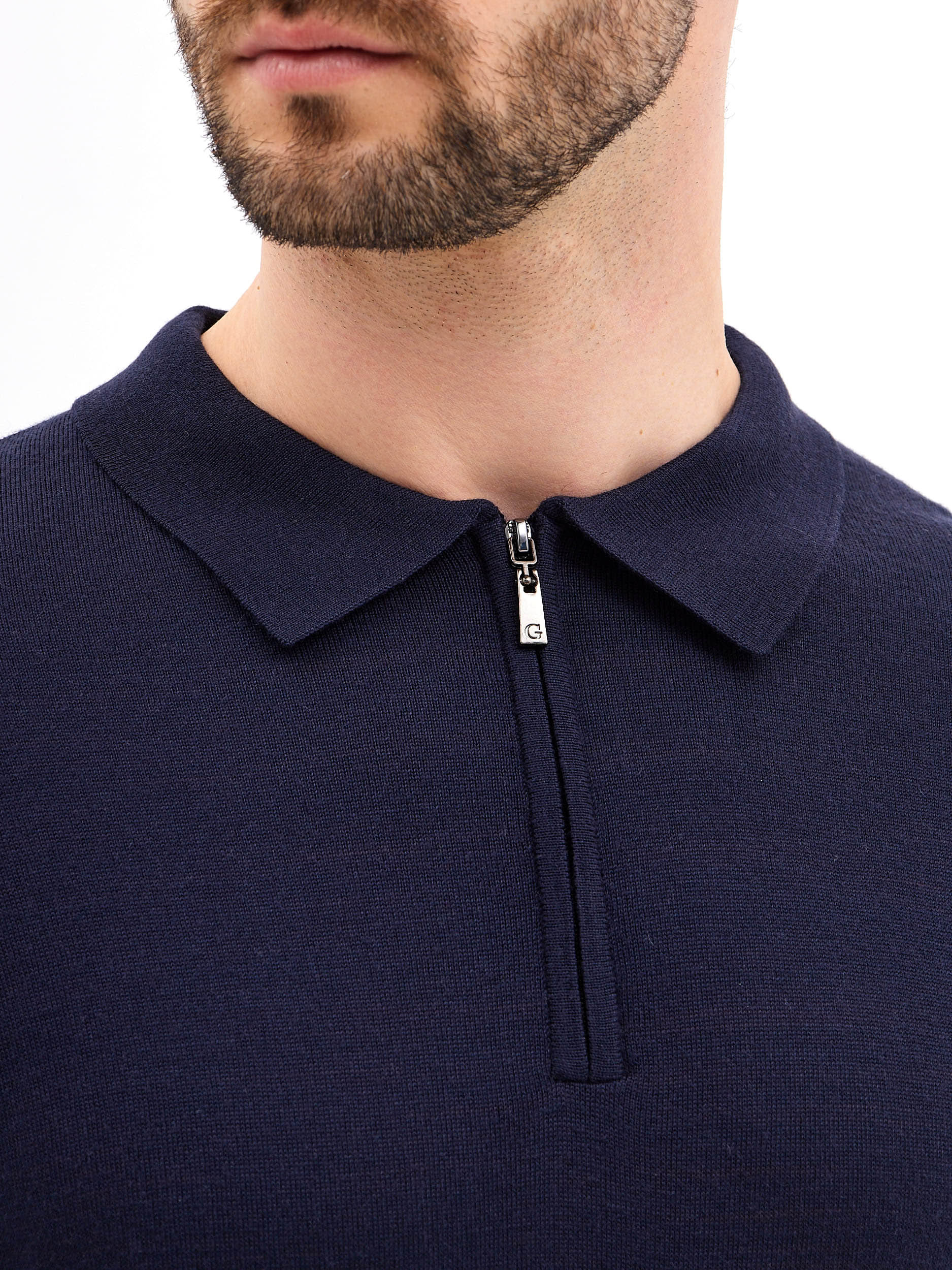 G129-AN231909А (т. синий) Джемпер мужской с воротником поло