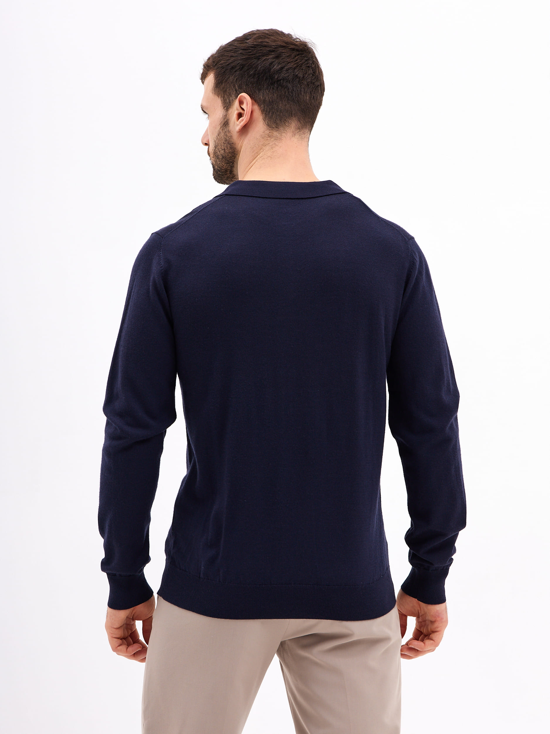 G129-AN231909А (т. синий) Джемпер мужской с воротником поло