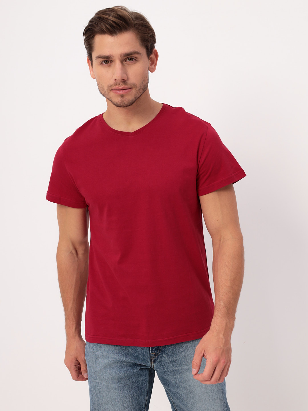 G146-RD-1056_R (красный) Футболка мужская короткий рукав