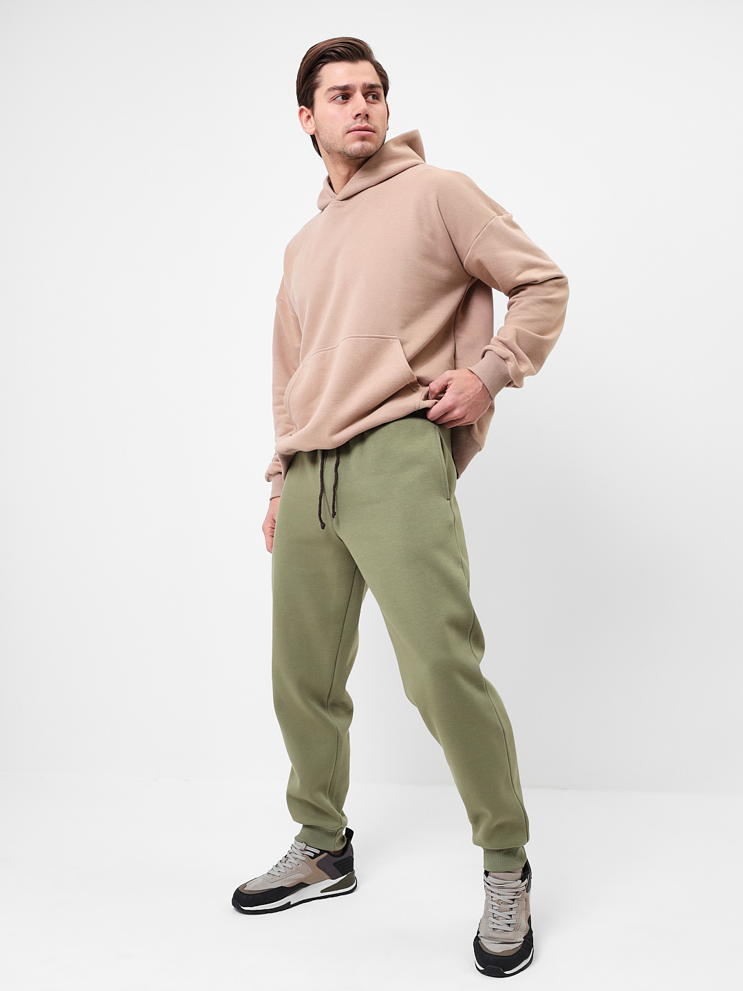 G-TRK-OZ03B-002K-оливковый Брюки мужские трикотажные