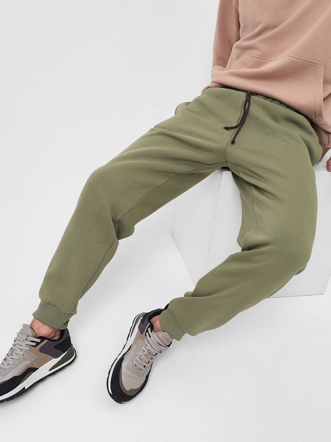 G-TRK-OZ03B-002K-оливковый Брюки мужские трикотажные