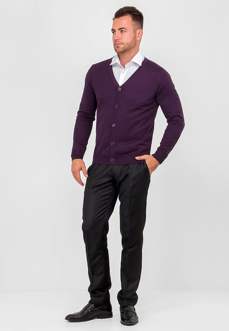 G135-1734 (фиолетовый) Кардиган мужской