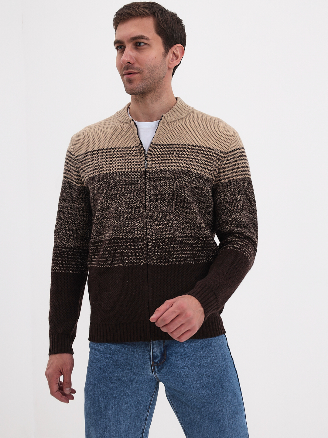 G139-полосы D3 (кофе) Жакет мужской