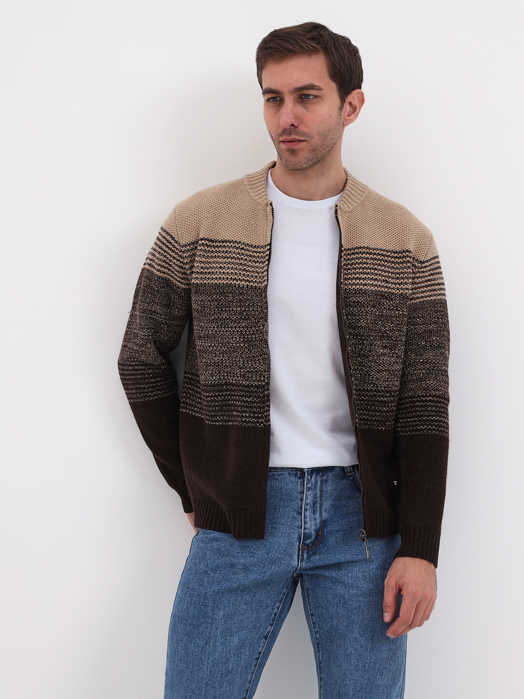 G139-полосы D3 (кофе) Жакет мужской